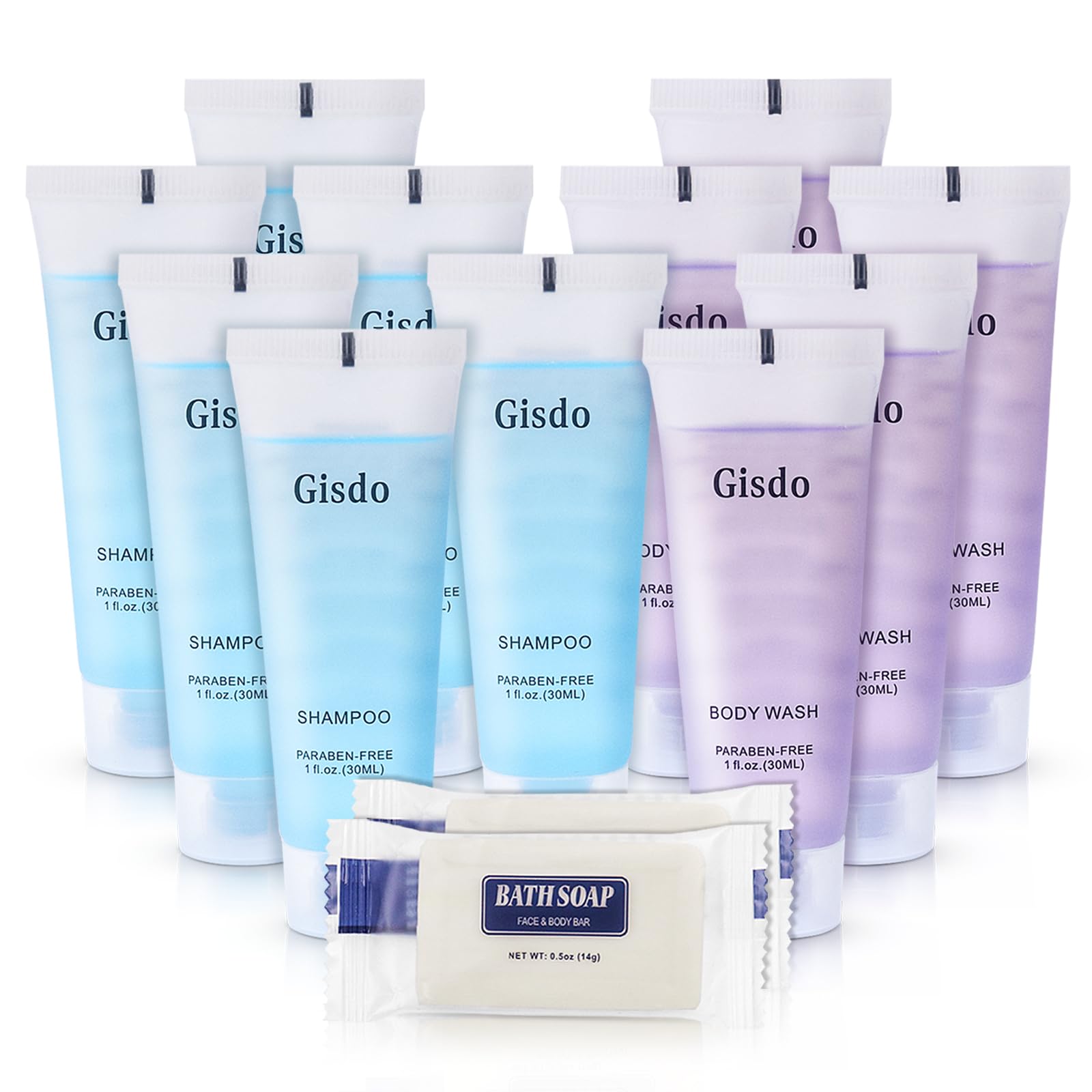 Bulk Hotel Soap and Toiletries Set - 60 Pcs Travel-Sized Amenities (20x 0.5oz Bar Soaps, 20x Shampoos, 20x Body Washes) - Perfect for Hotels, Guest Houses, Airbnbs, and Travel Essentials