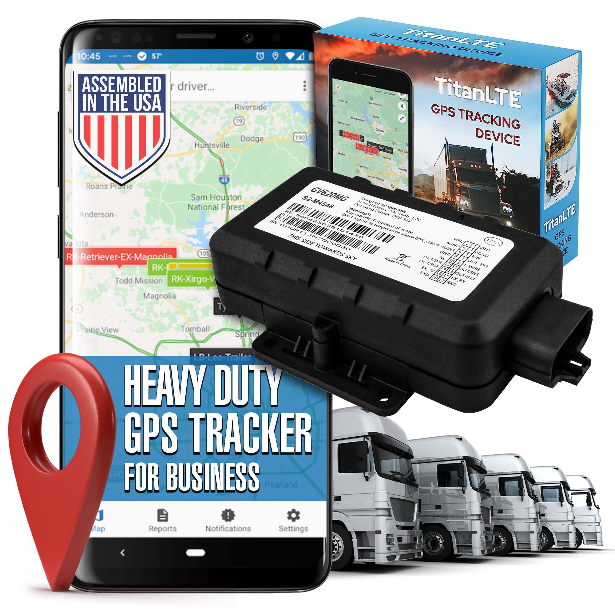 LoneStar Tracking GPS Tracker: Titan LTE 4G/5G Hidden Car GPS Device - Anti-Theft Vehicle Security for Cars, Fleet, Trucks & Assets with Real-Time Location Tracking (Subscription Required) | Perfect for Personal Vehicles, Business Fleets & Asset Protection