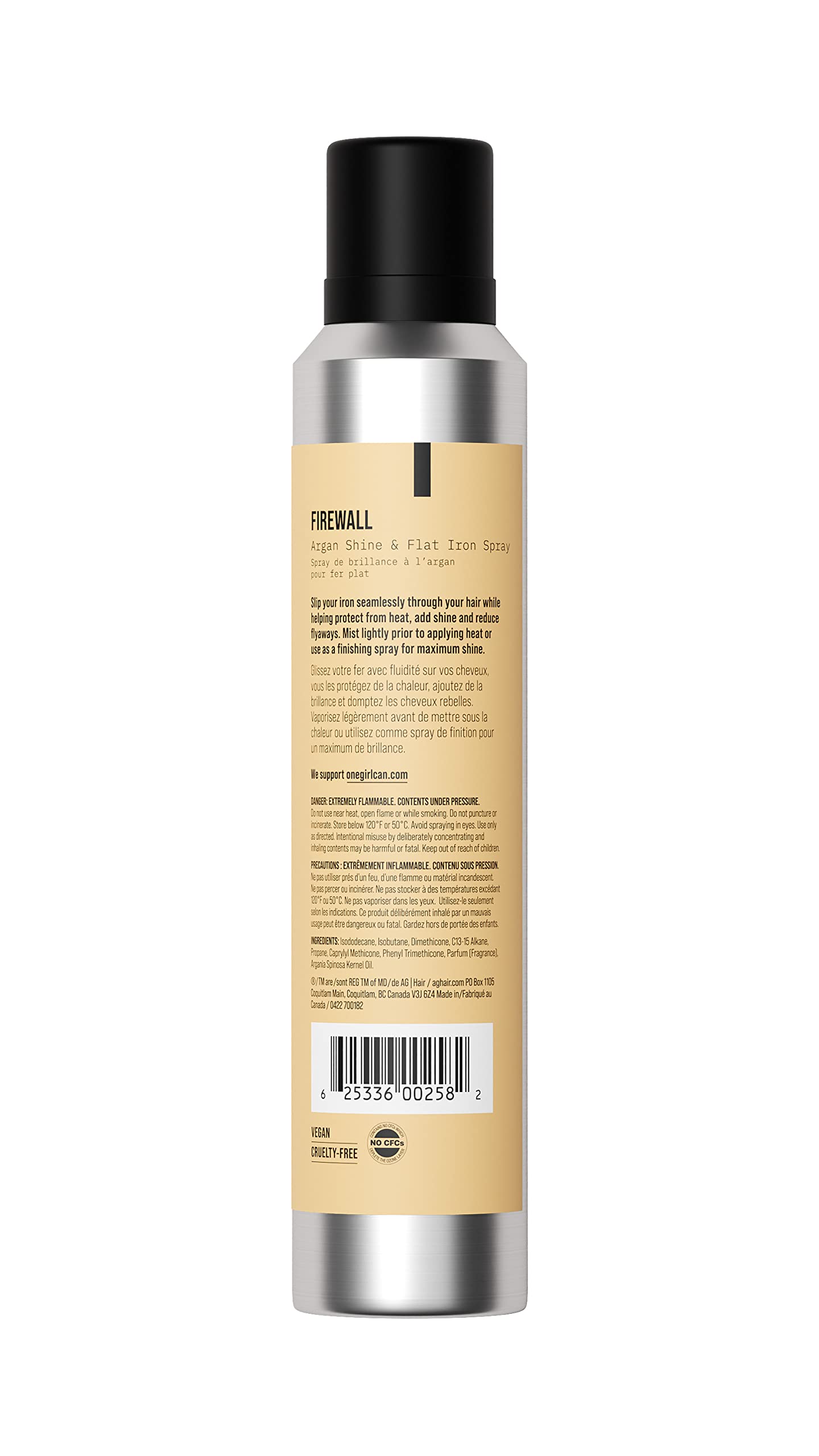AG Care Firewall Argan Shine & Flat Iron Spray - 5 Oz Heat Protectant for Hair - Smooth, Shiny & Frizz-Free Styling - Perfect for Blowouts, Straightening & Heat Styling Tools