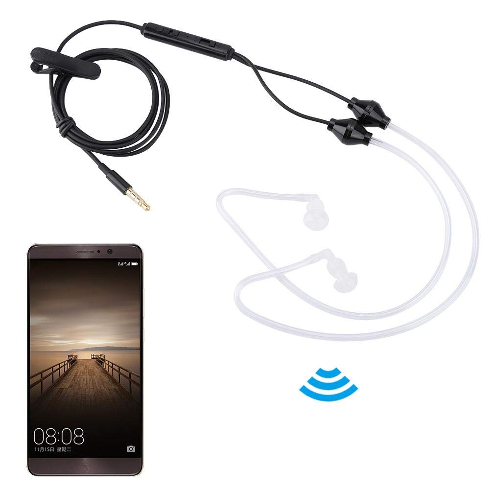 Professional 3.5mm Walkie Talkie Earpiece with Microphone - Noise Cancelling Radio Headset with Acoustic Tube, CTIA/OMTP Stereo Mode & Radiation Protection - Ideal for Security, Construction, Event Staff & Outdoor Activities (1M, Black)