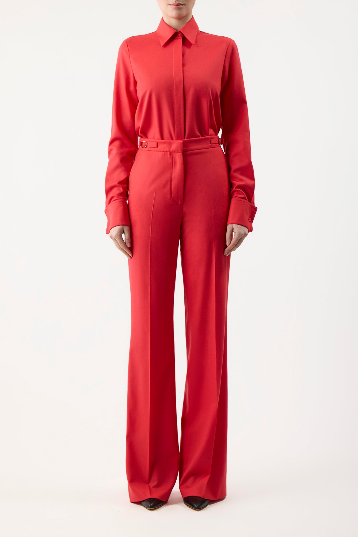 Premium Superfine Wool Red Topaz Etlin Shirt - Elegant & Comfortable for Business Casual & Office Wear