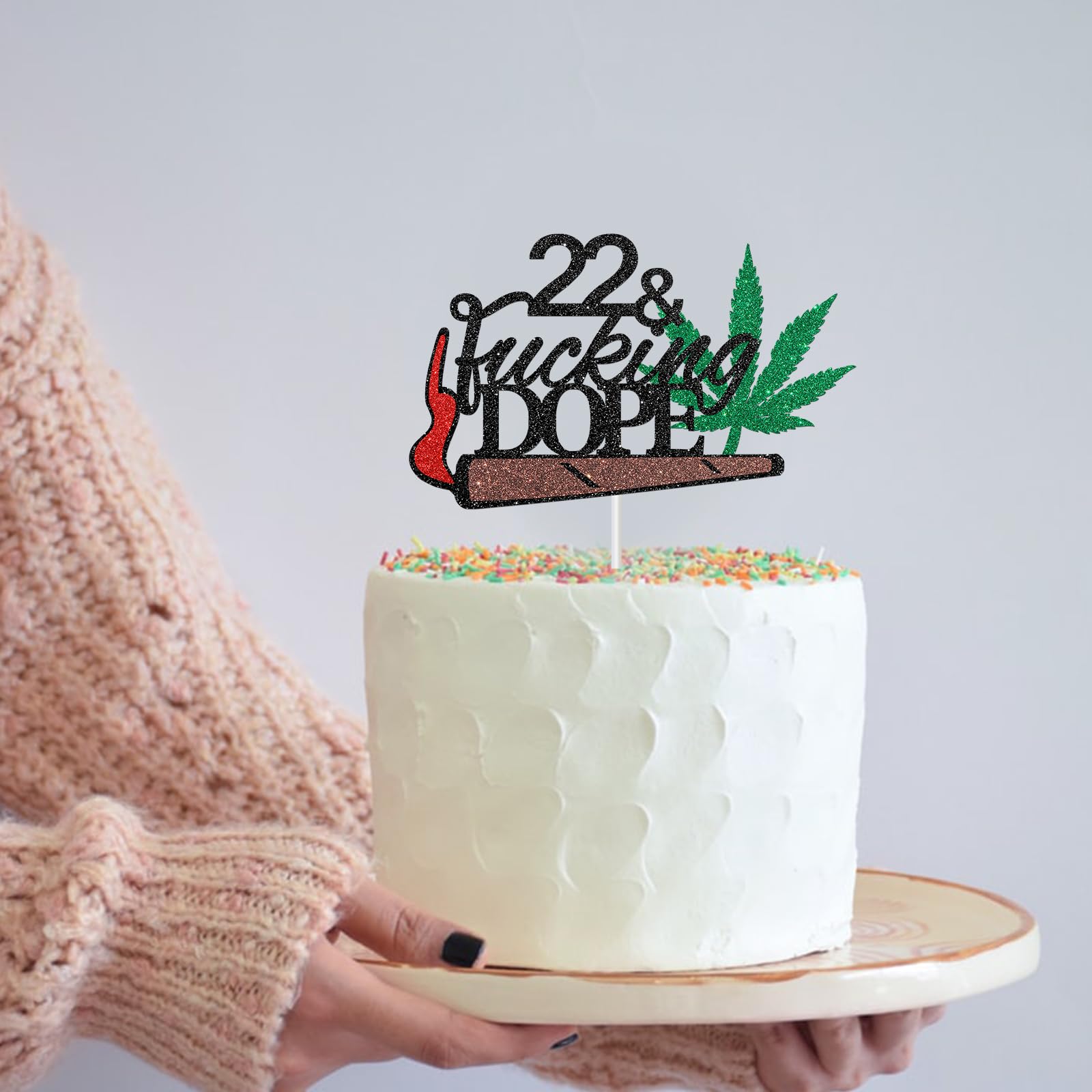 22nd Birthday Cake Topper - Black Glitter 'Have A Dope 22nd Birthday' & '22 & Fabulous' Decorations for Boys & Girls | Perfect for Birthday Cakes, Cupcakes & Party Decorations