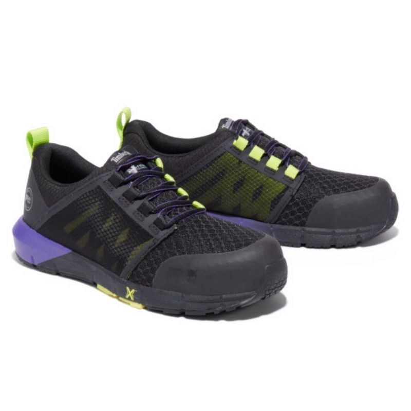 Timberland PRO Radius Women's Athletic Composite Toe Work Shoes - Lightweight Safety Shoes for Women, Non-Slip Work Boots with Steel Toe Protection (Black/Purple) - Perfect for Construction, Warehouse & Industrial Work