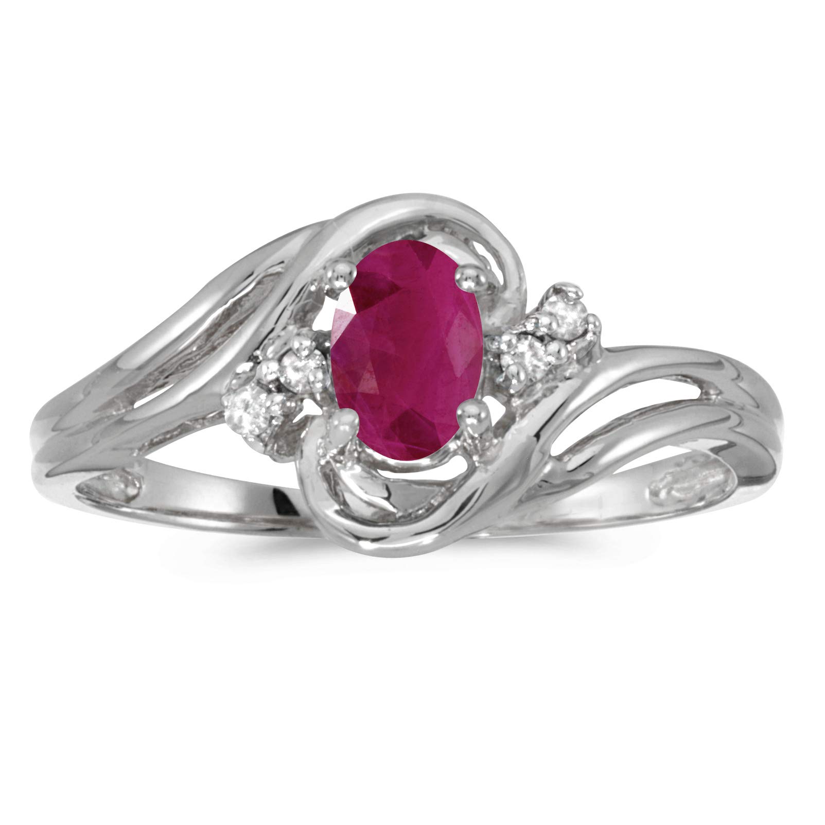 14K White Gold Oval Ruby and Diamond Ring for Women - Elegant Engagement, Wedding, Anniversary Gift - Perfect for Special Occasions