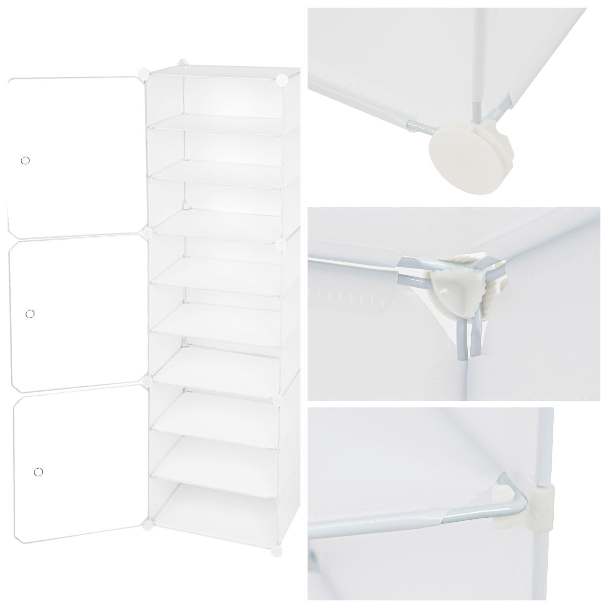 DNYSYSJ 12-Tier Stackable Shoe Rack Organizer - Clear Plastic Modular Shoe Storage Cabinet for 96 Pairs | Expandable Shoe Boxes for Heels, Boots & Slippers | Perfect for Closet, Bedroom & Entryway Organization