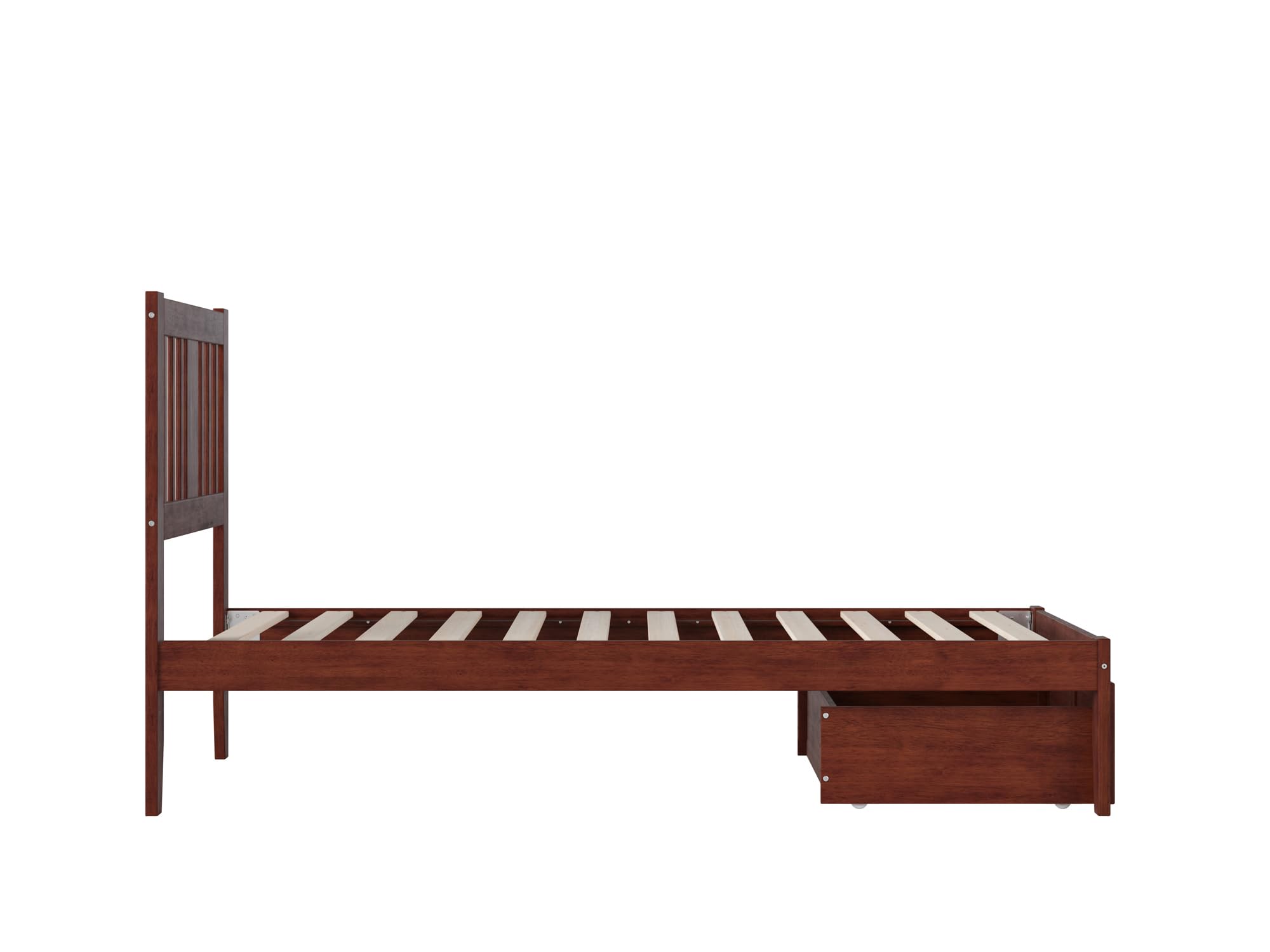 AFI Tahoe Twin Size Platform Bed Frame with Foot Drawer & USB Charging Station - Solid Walnut Wood - Space Saving Storage Solution for Small Bedrooms & Dorm Rooms