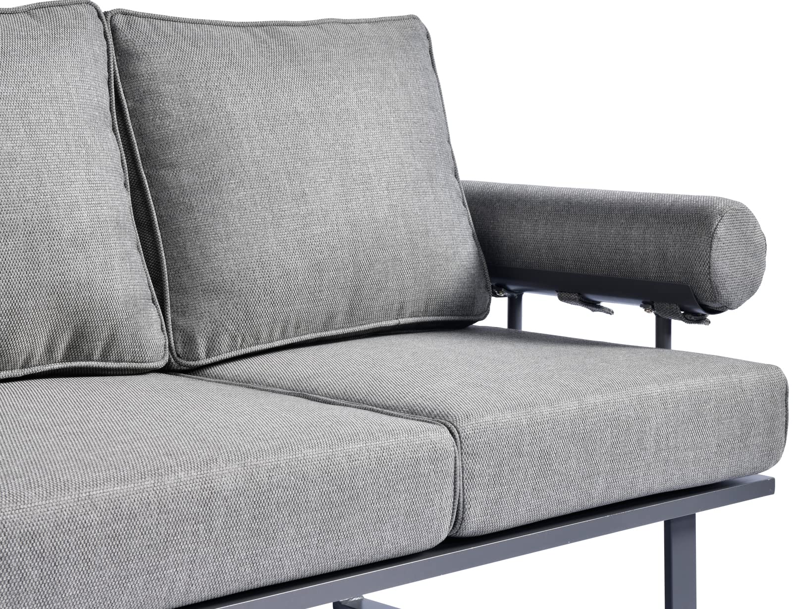 Ovios Outdoor Patio Furniture Set - Aluminum Loveseat with Thick Cushions & High Back Sofa Couch, Black-Grey Conversation Set for Yard, Porch, Deck | Perfect for Garden Relaxation & Outdoor Entertaining