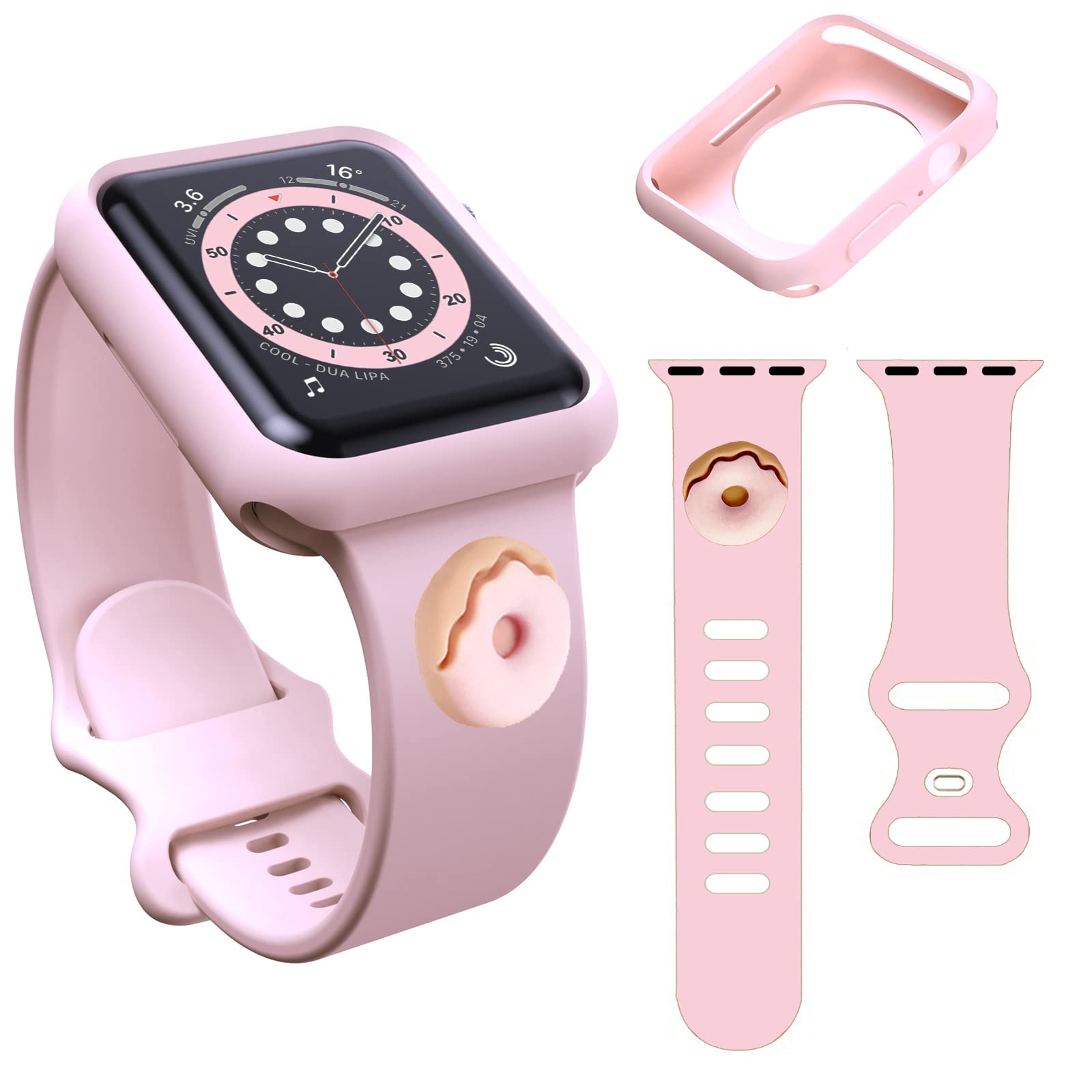 Cute Cartoon Silicone Sport Replacement Bands Compatible with Apple Watch Series SE 6 5 4 3 2 1 - 38mm 40mm 42mm 44mm Watch Bands for Women Girls with Protective Case - Perfect for Workouts, Running & Everyday Fashion Accessory