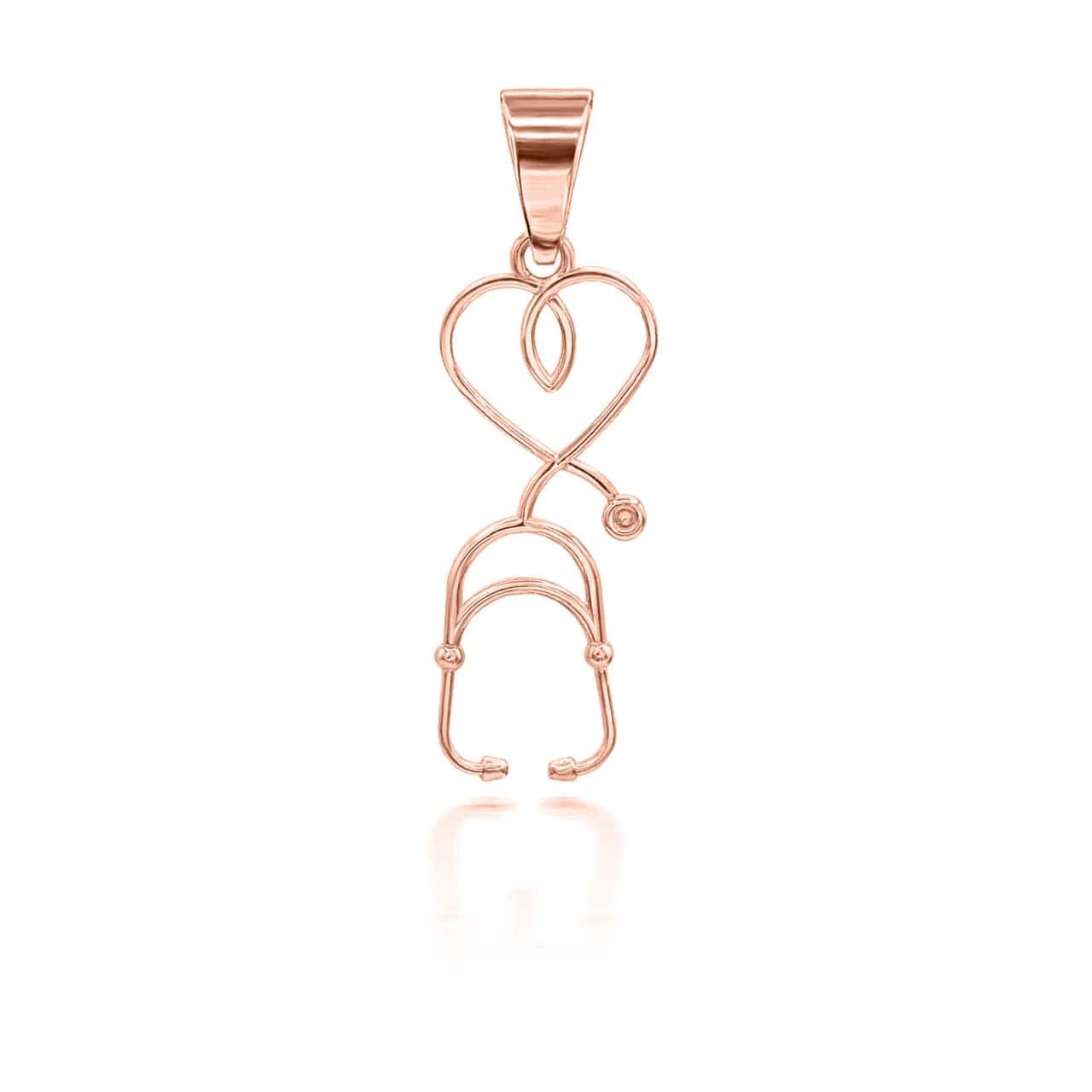 10k Gold Heart-Shaped Stethoscope Pendant Necklace - Dainty Medical Jewelry for Nurses, Doctors & Healthcare Professionals - Perfect Gift for Graduation, Appreciation & Everyday Wear