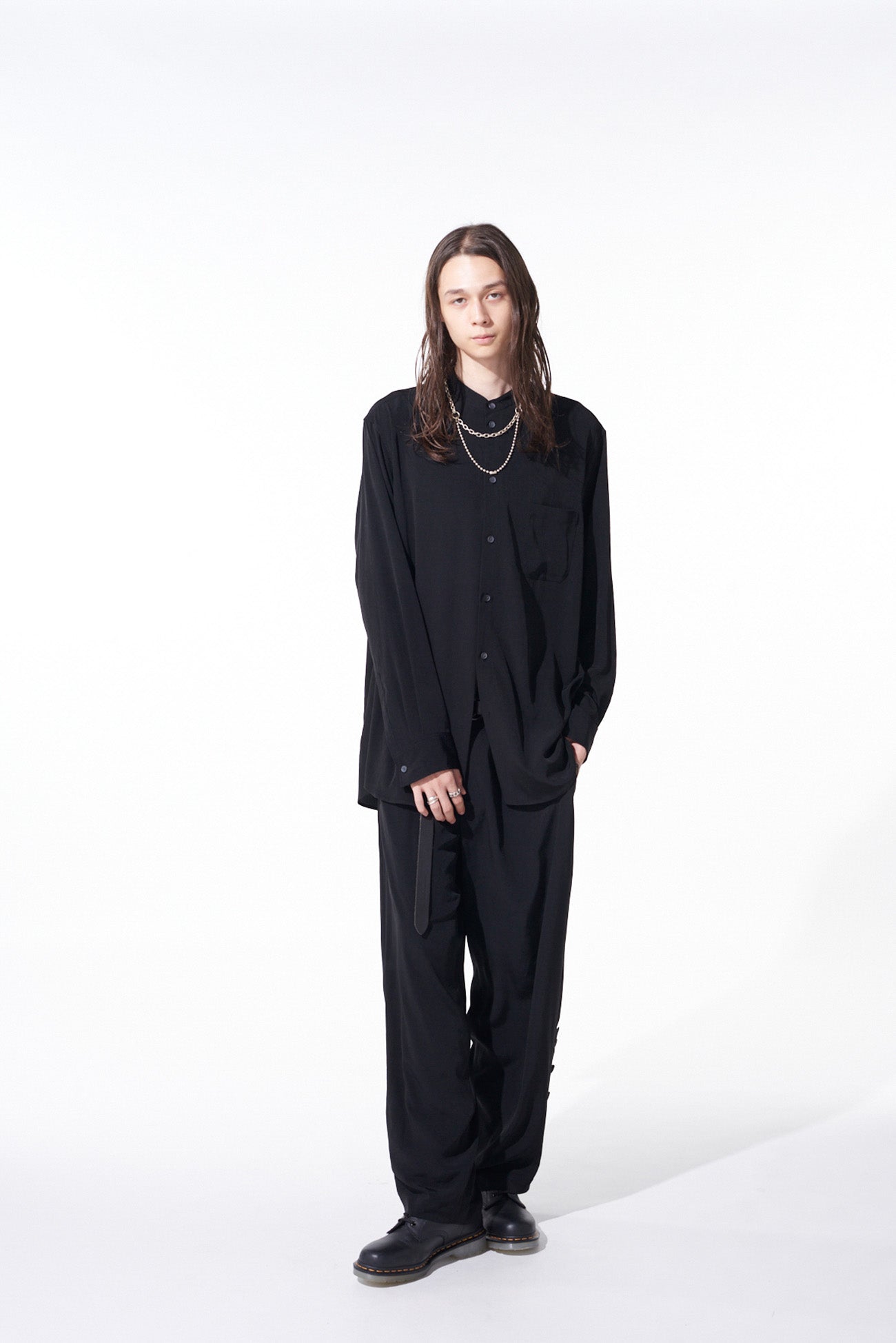 CREPE de CHINE LOOSE FIT STAND COLLAR SHIRT - Women's Elegant Casual Blouse for Office & Weekend Outings