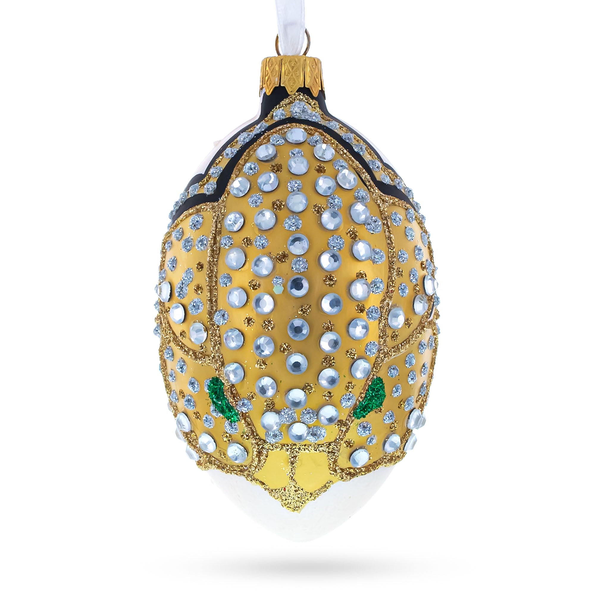 Louis-Francois Designer Jeweled Panther Glass Christmas Ornament - 4 Inch Handmade Holiday Decor for Tree, Gift & Home Decoration - Perfect for Xmas, Parties & Festive Celebrations