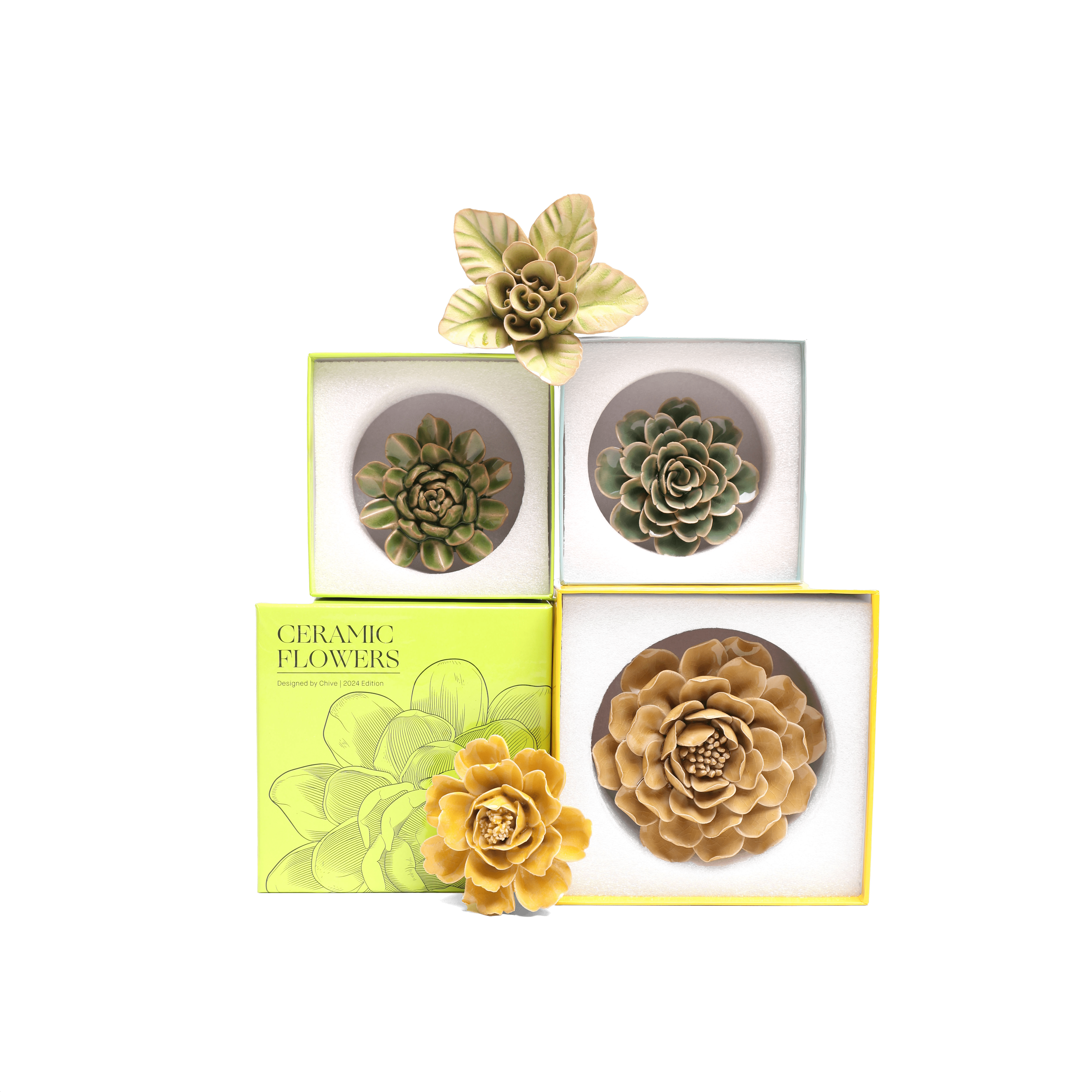 Ceramic Flowers Florence Set - Handmade Decorative Floral Arrangement for Home, Wedding & Party Decor - Perfect for Centerpieces, Tablescapes & Gift Giving
