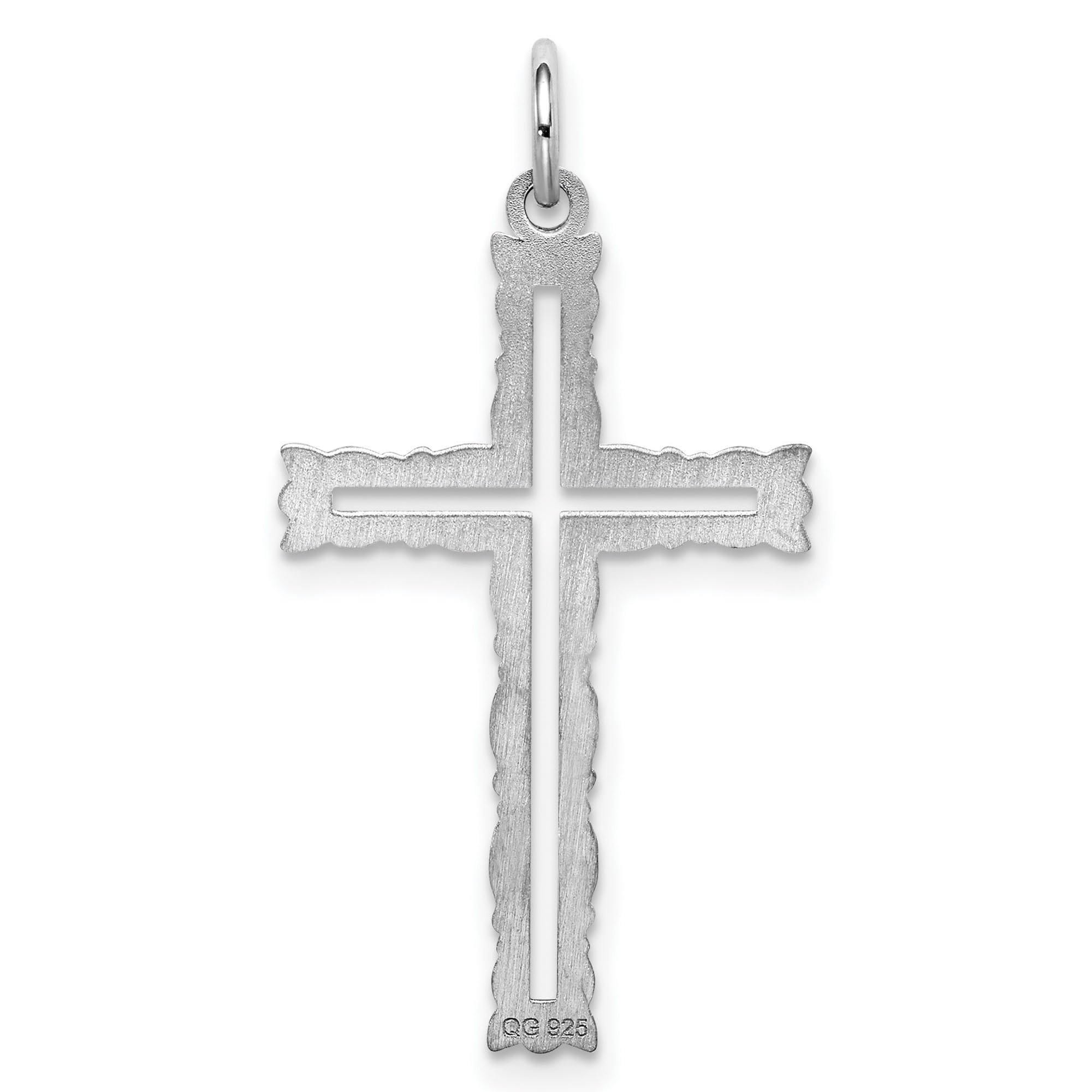 Elegant Sterling Silver Laser-Designed Cross Pendant Necklace - 26mm x 17mm - Perfect for Religious Gifts, Baptisms & Everyday Faith Jewelry