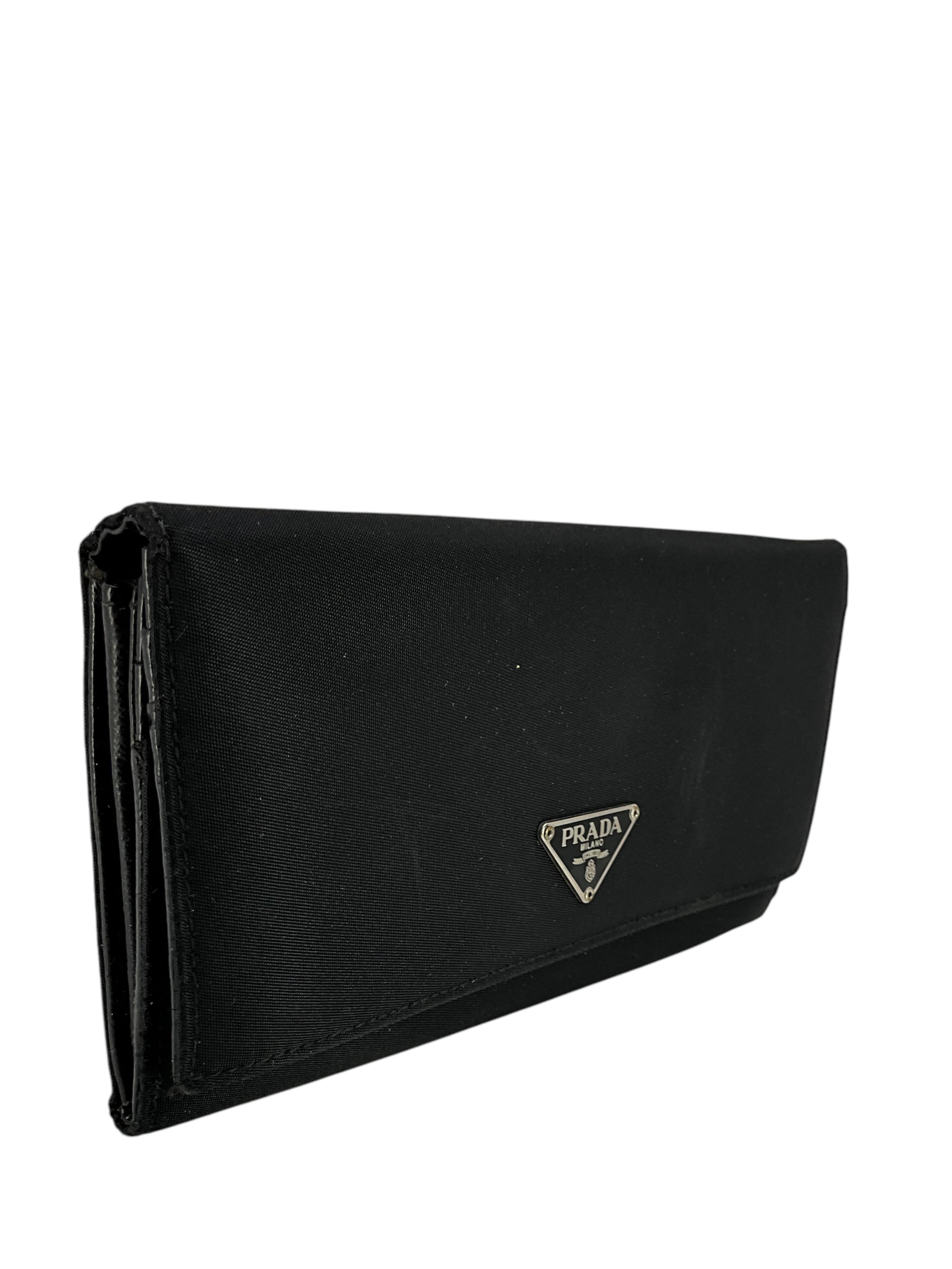Prada Tessuto Nylon Logo Long Wallet for Women | Luxury Designer Bifold Wallet with Signature Logo | Perfect for Everyday Use, Travel & Gift Giving