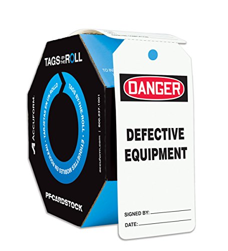 Accuform TAR102 Safety Warning Tags by-The-Roll - 100 Pack | 