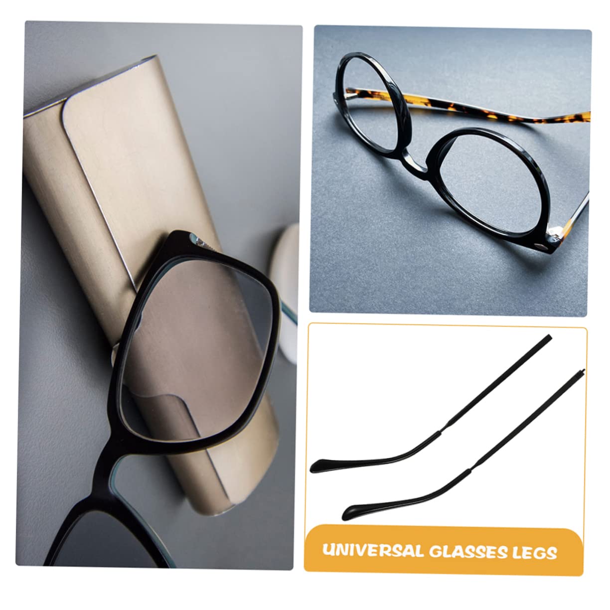 KOMBIUDA 2 Pairs Glasses Repair Kit - Metal Glasses Hinge & Temple Replacement for Unisex Sunglasses & Eyewear | Durable Glasses Arm Legs for Broken Frame Fix | Perfect for Travel, Home & Office Eyewear Maintenance