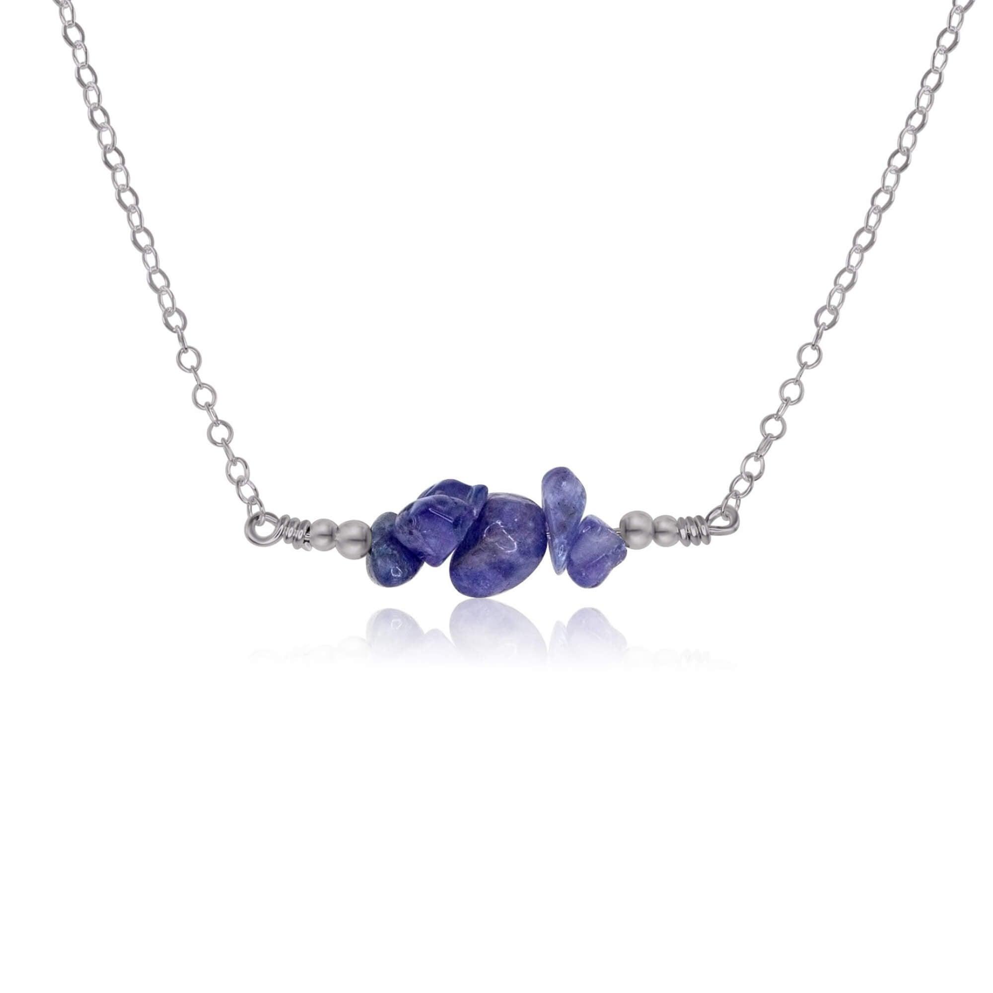 Tanzanite Chip Bead Bar Necklace for Women - Elegant Blue Gemstone Jewelry for Everyday Wear, Gift Giving & Special Occasions