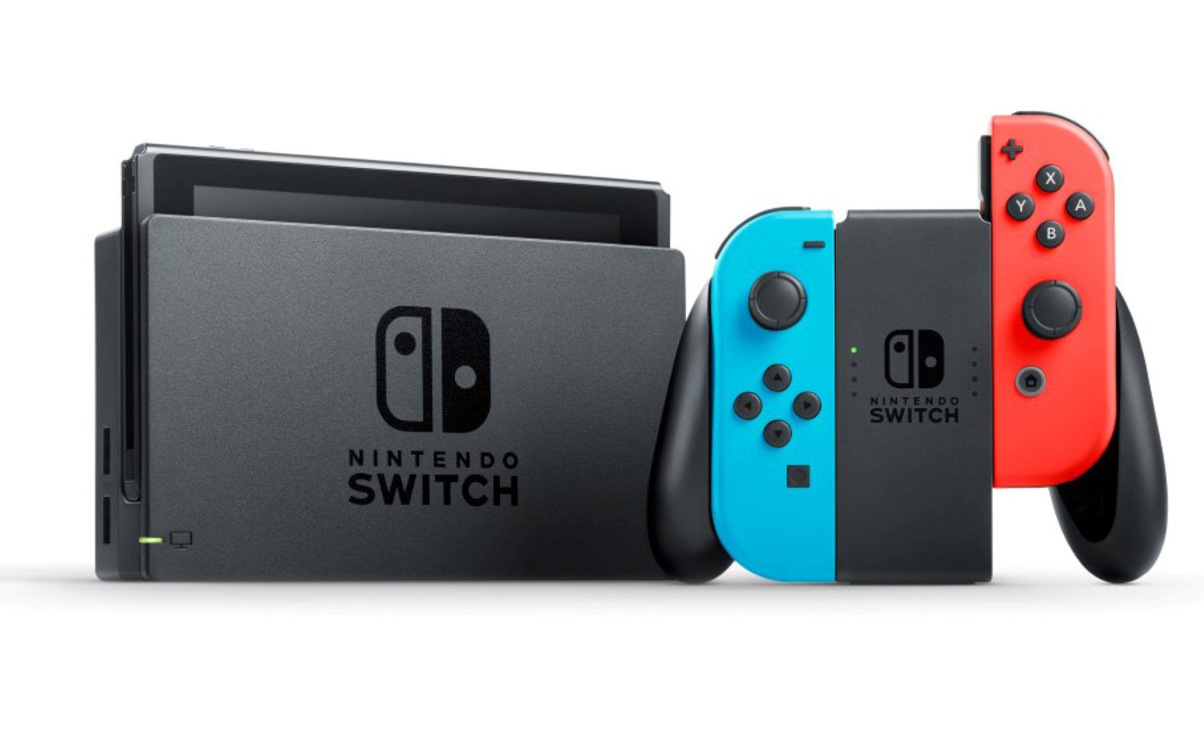Nintendo Switch Console with Neon Red/Blue Joy-Con - 32GB Storage - Includes Super Mario Odyssey Game - Perfect for Home Gaming & Travel Entertainment