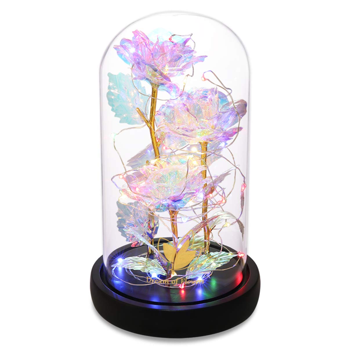 Enchanted Beauty and The Beast Rose in Glass Dome - Sparkling Eternal Rose Gift for Women, Mom, Wife, Girlfriend - Perfect Birthday, Anniversary, Mother's Day Present - Romantic Home Decor & Keepsake