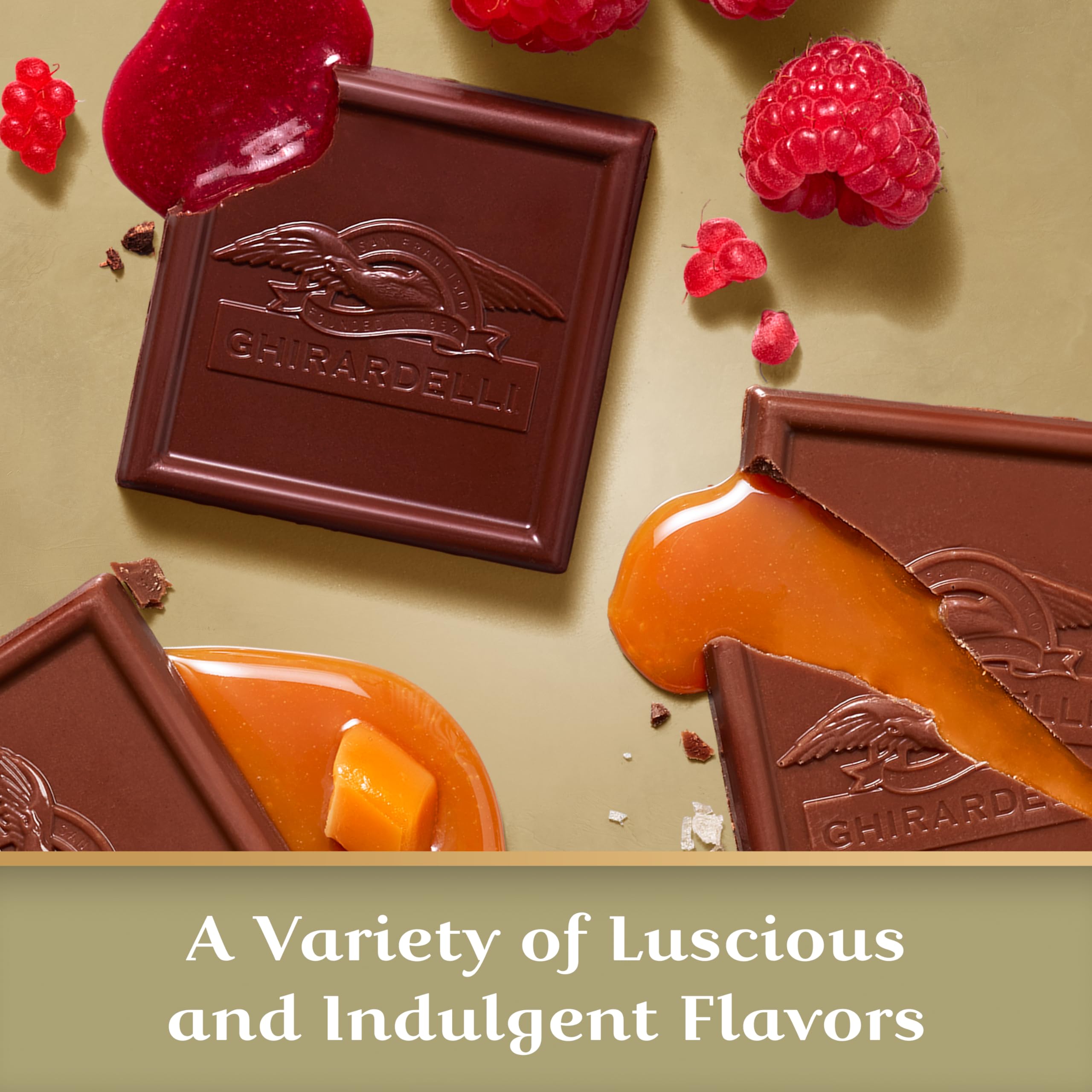 GHIRARDELLI Premium Chocolate Assortment SQUARES Gift Box - 29.6 oz (840g) Luxury Dark & Milk Chocolate Variety Pack | Perfect for Holiday Gifts, Birthday Presents & Corporate Events
