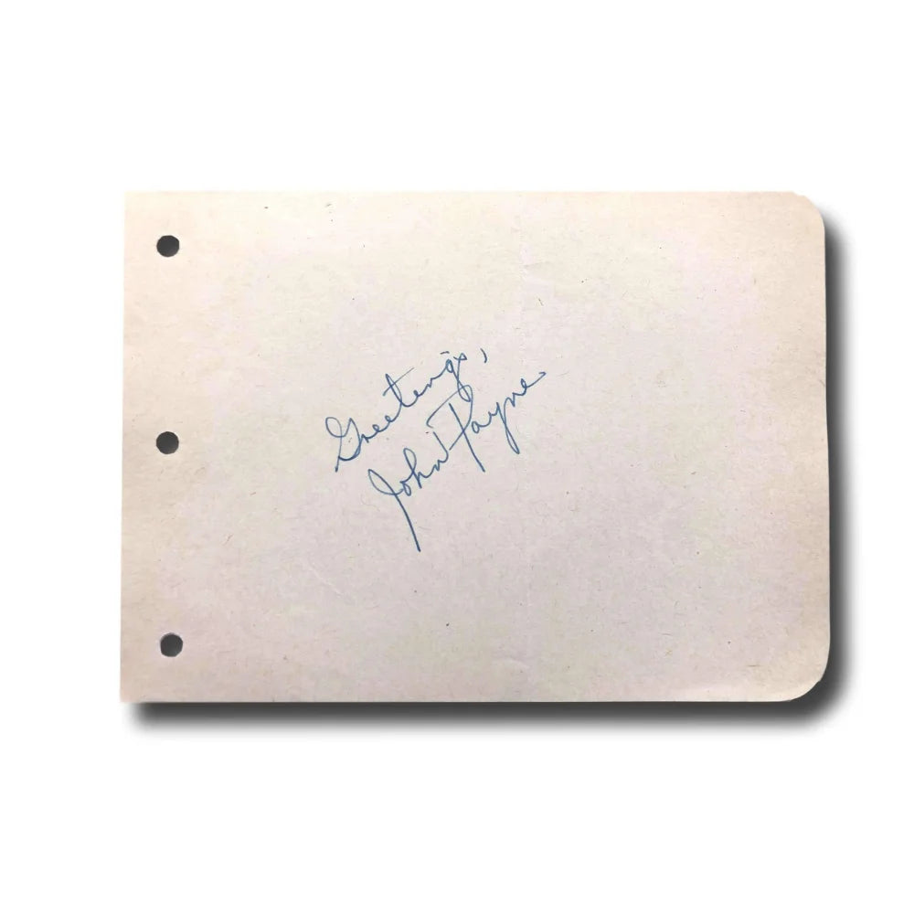 John Payne Hand Signed Album Page Cut - JSA COA Authenticated Autograph - 99 River Street Actor - Perfect for Collectors, Memorabilia Displays & Film Enthusiasts