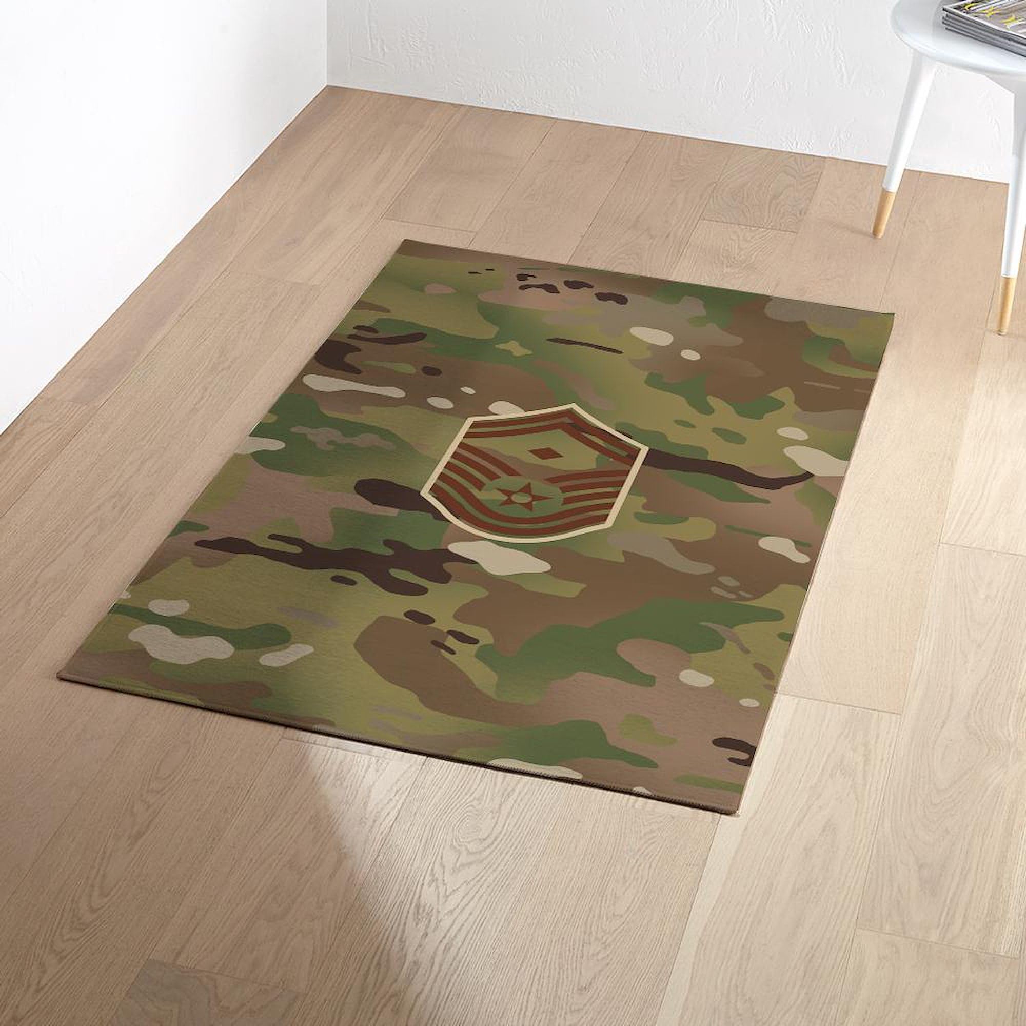 U.S. Air Force E-8 1st Sergeant Camouflage Area Rug - Military Home Decor Throw Rug for Living Room, Bedroom & Office