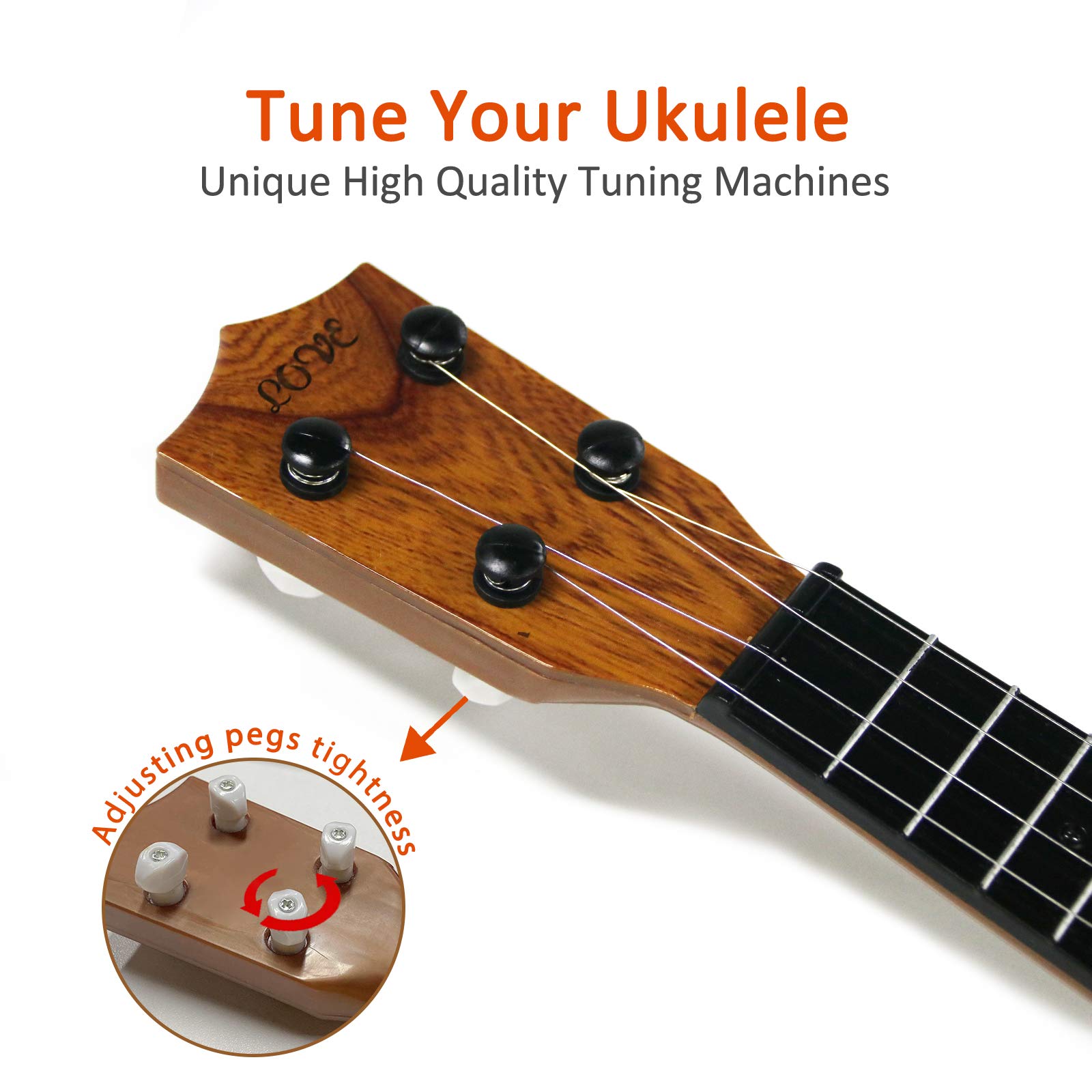 **17 Inch Kids Ukulele Guitar Toy with 4 Steel Strings & Pick - Wooden Musical Instrument for Preschool Children Ages 3-6 | Early Learning Educational Gift for Toddlers | Perfect for Birthday, Christmas & Music Playtime**