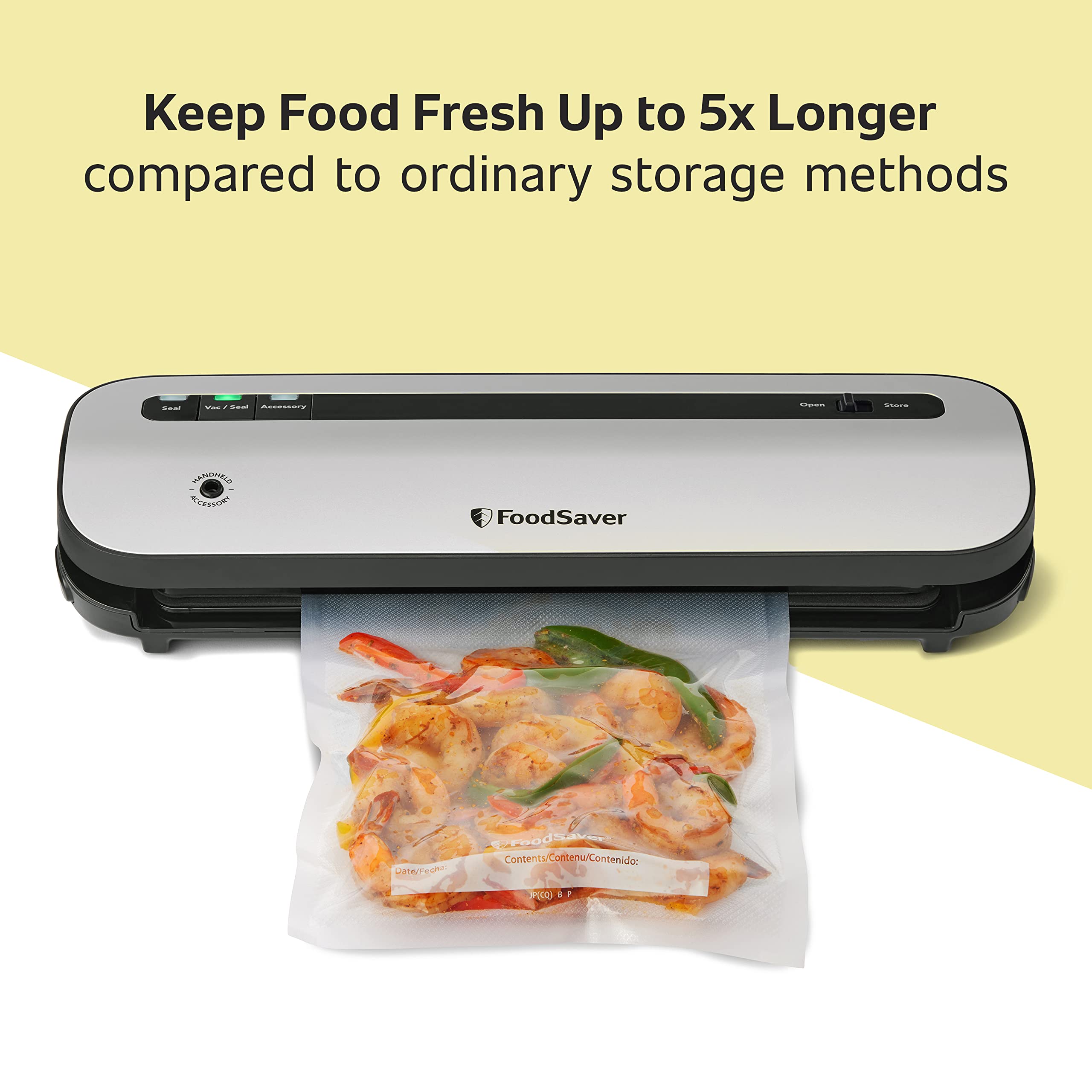 FoodSaver Compact Vacuum Sealer Machine with Bags & Rolls - Perfect for Meal Prep, Sous Vide & Food Storage | Space-Saving Kitchen Appliance