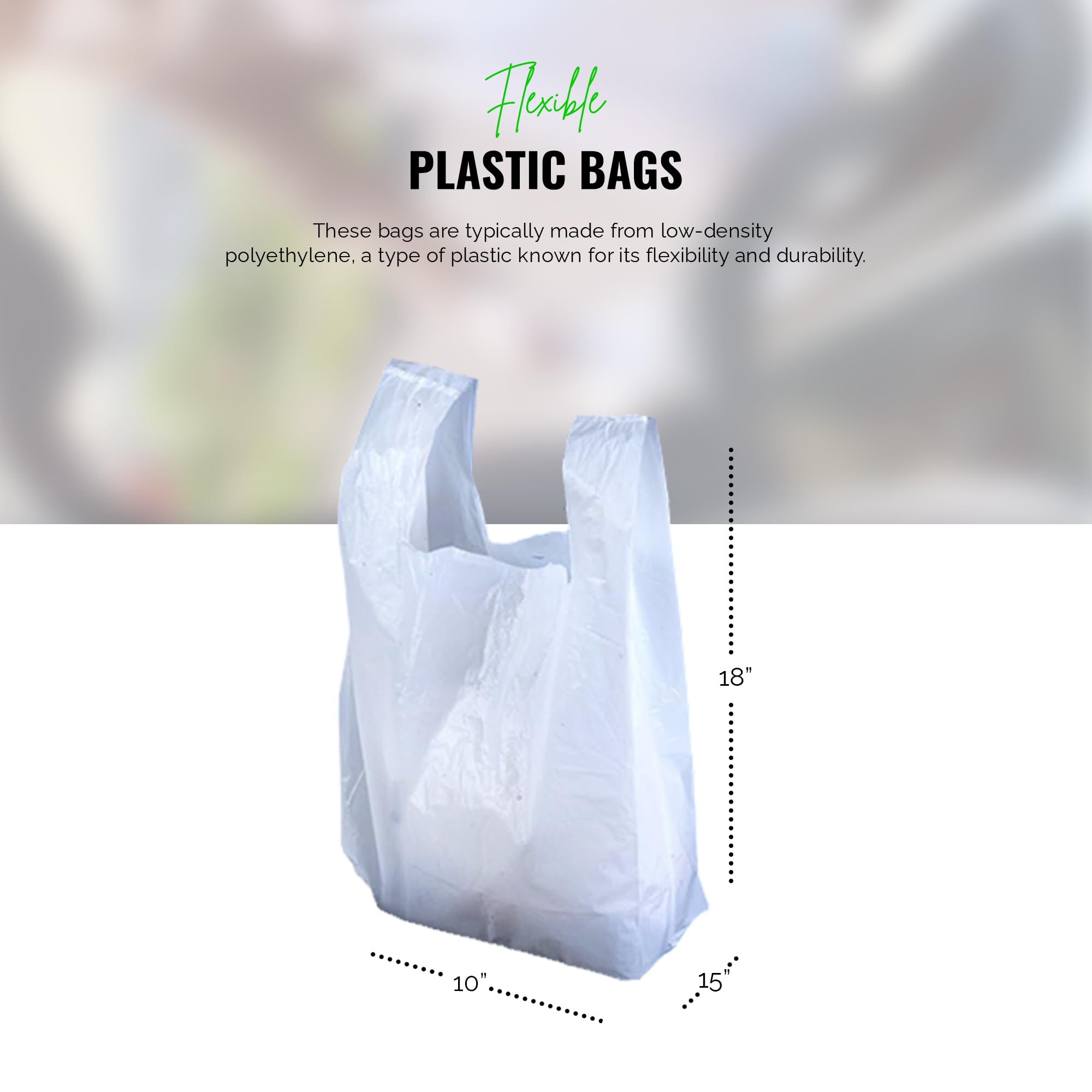 100 Pack Clear Plastic Carrier Bags with Handles - Eco-Friendly White Vest Shopping Bags for Retail, Grocery & Packaging | Durable Reusable Plastic Bags for Stores, Parties & Gift Wrapping