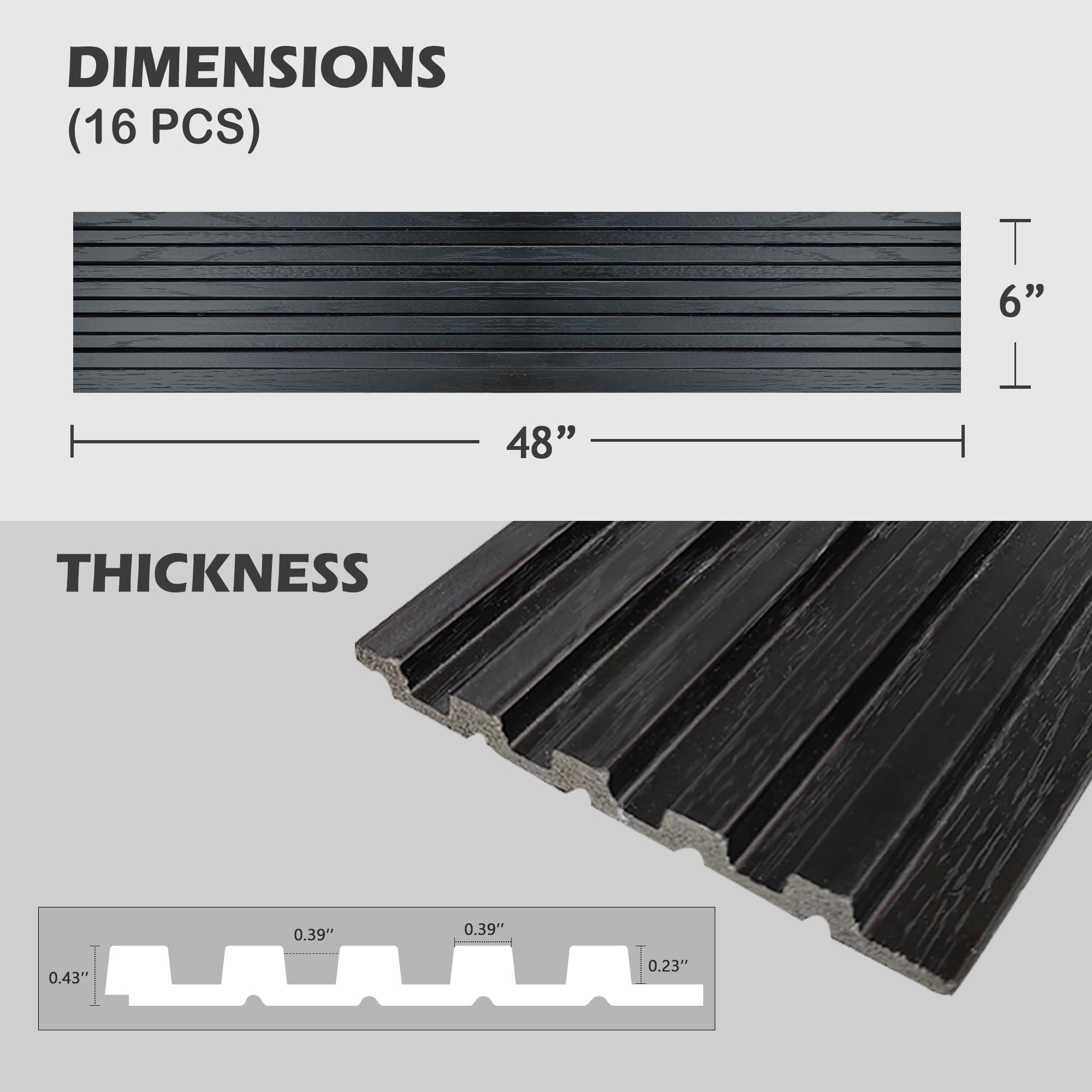 KASARO 16-Pack 3D Faux Wood Wall Panels - 47.2