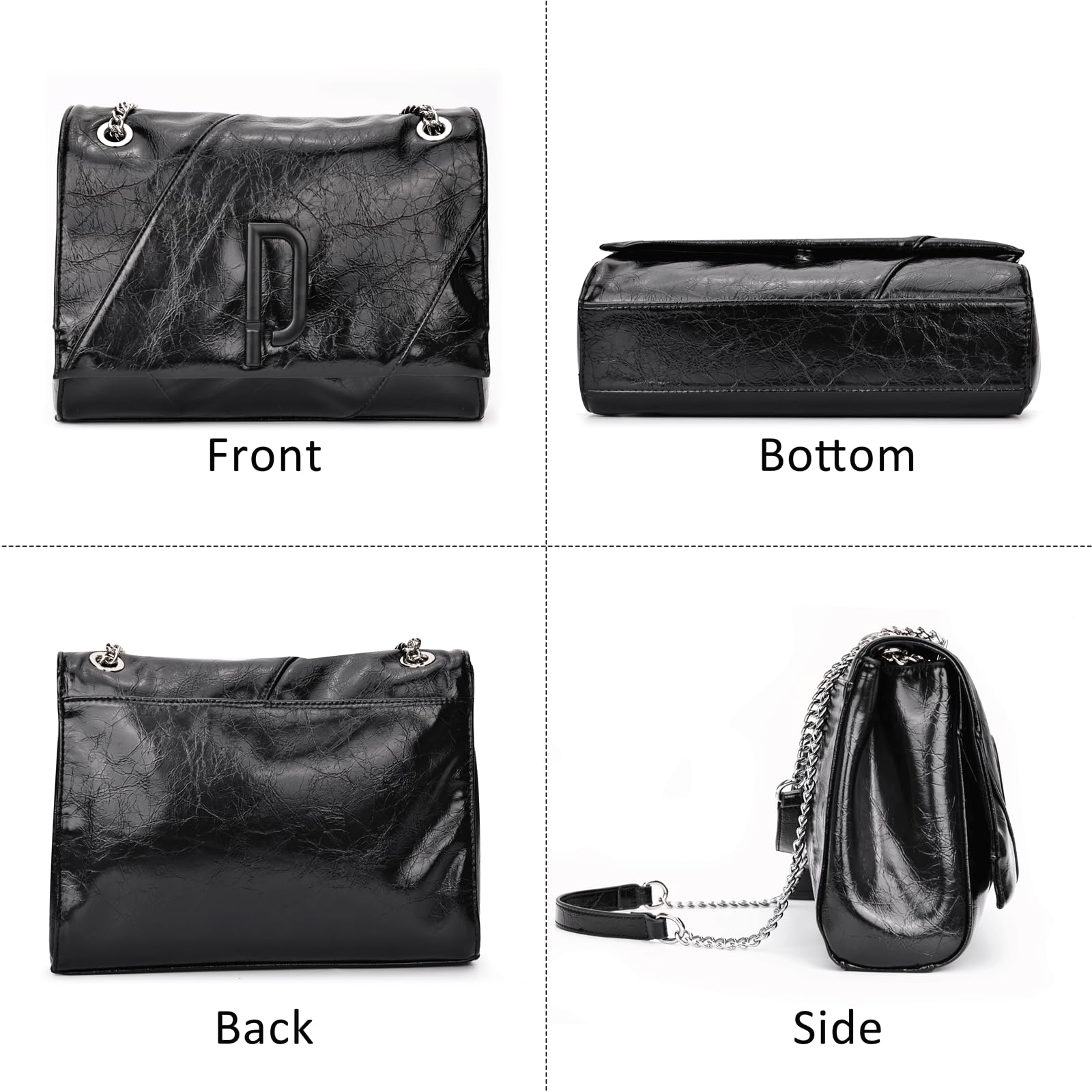 Stylish Women's PU Leather Chain Shoulder Bag - Fashionable Tote Hobo Purse for Daily Use, Work & Travel Accessories