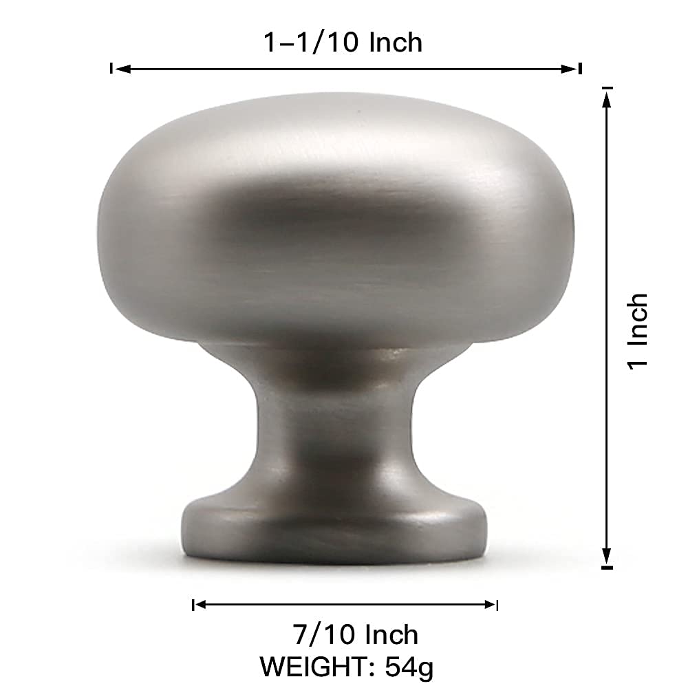 5 Pack Round Brushed Silver Cabinet Knobs - Zinc Alloy Drawer Pulls for Kitchen, Bathroom & Closet