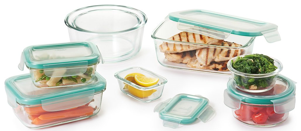 OXO Good Grips 4-Cup Leakproof Glass Food Storage Container with Smart Seal - Airtight Round Kitchen Container for Meal Prep, Leftovers & Pantry Organization