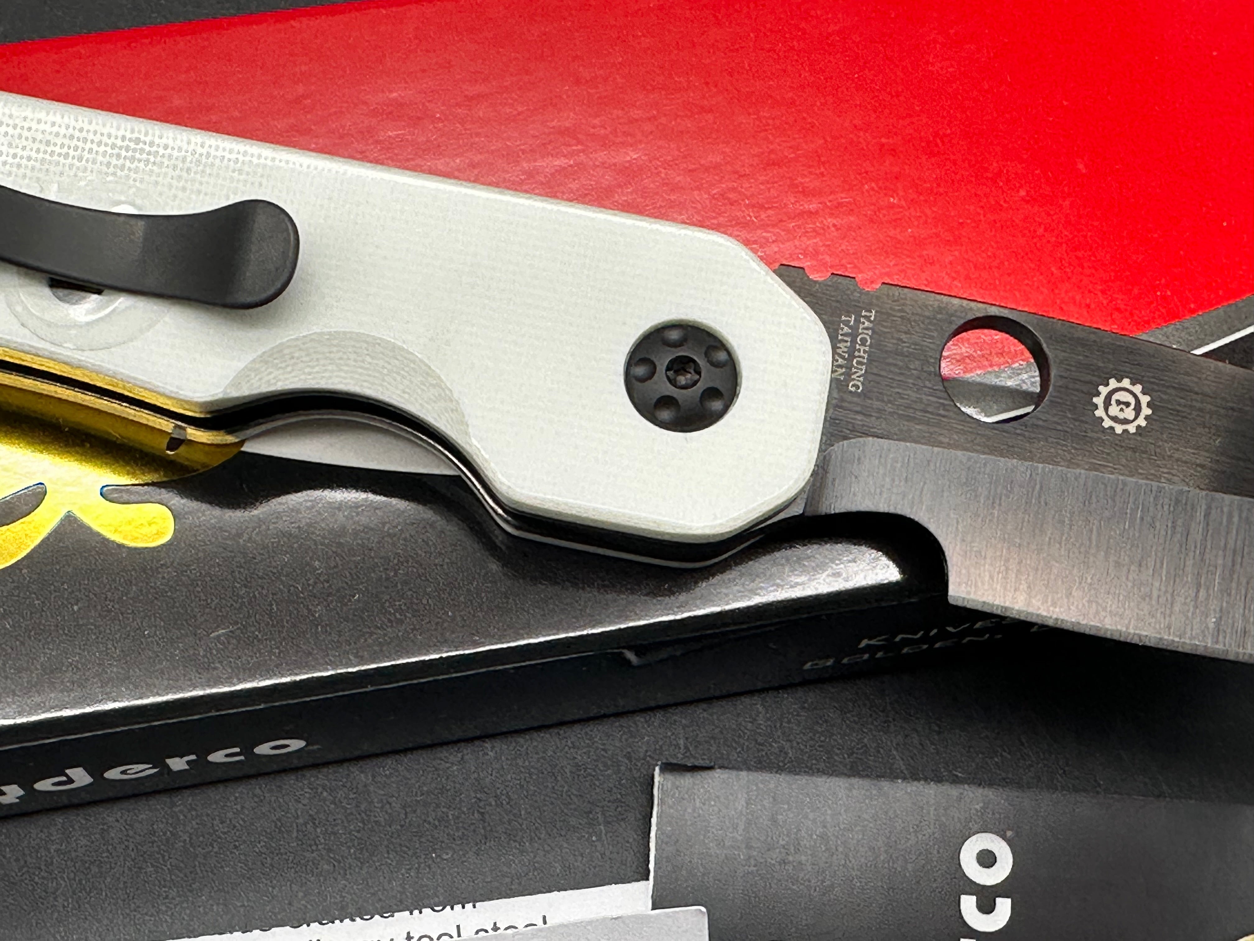 Spyderco Smock Folding Knife - Smooth White G10 Handle, Black Rex 45 Blade - GP Knives Exclusive | EDC, Outdoor, Camping, Survival Gear