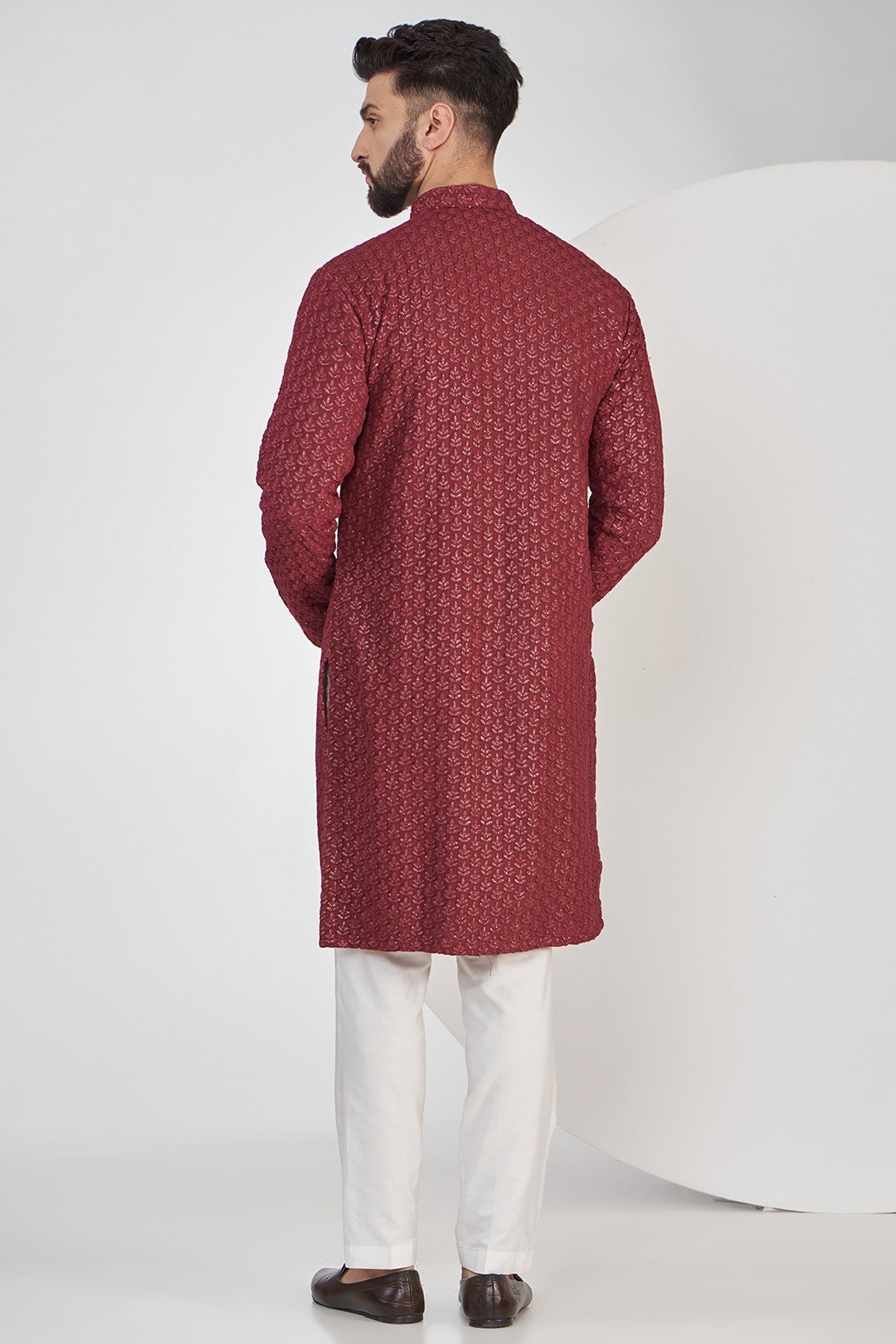 Elegant Maroon Chikankari Kurta for Women - Traditional Indian Embroidered Tunic Top - Perfect for Festivals, Weddings & Casual Wear