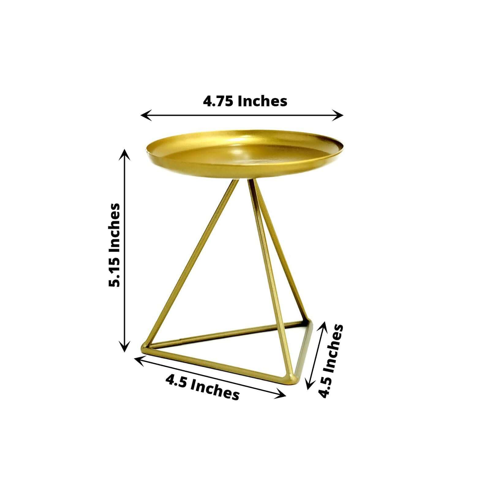Efavormart 2 Pack 5 Inch Gold Metal Triangle Base Pillar Candle Holders - Geometric Candle Stands for Wedding Centerpieces, Table Decor, and Home Decoration