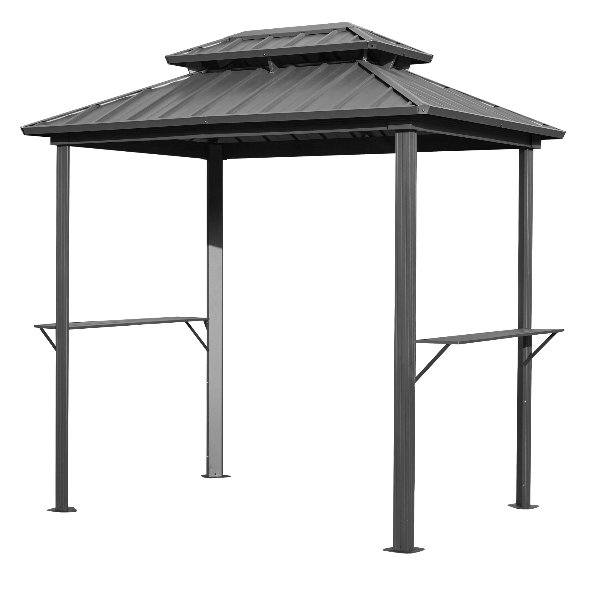 EROMMY 8x6 FT Outdoor Grill Gazebo with Double Steel Roof & Shelves - Heavy Duty BBQ Shelter for Backyard, Patio, and Garden Cooking