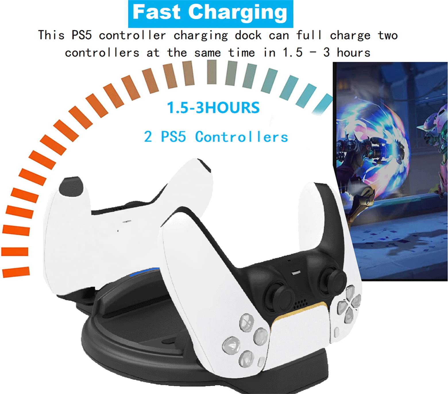 PS5 Vertical Stand with DualSense Charging Station - Compatible with PS5 Console Disc & Digital Edition | LED Indicator & USB-C Charger | Perfect for Gaming Setup & Controller Organization (Black)