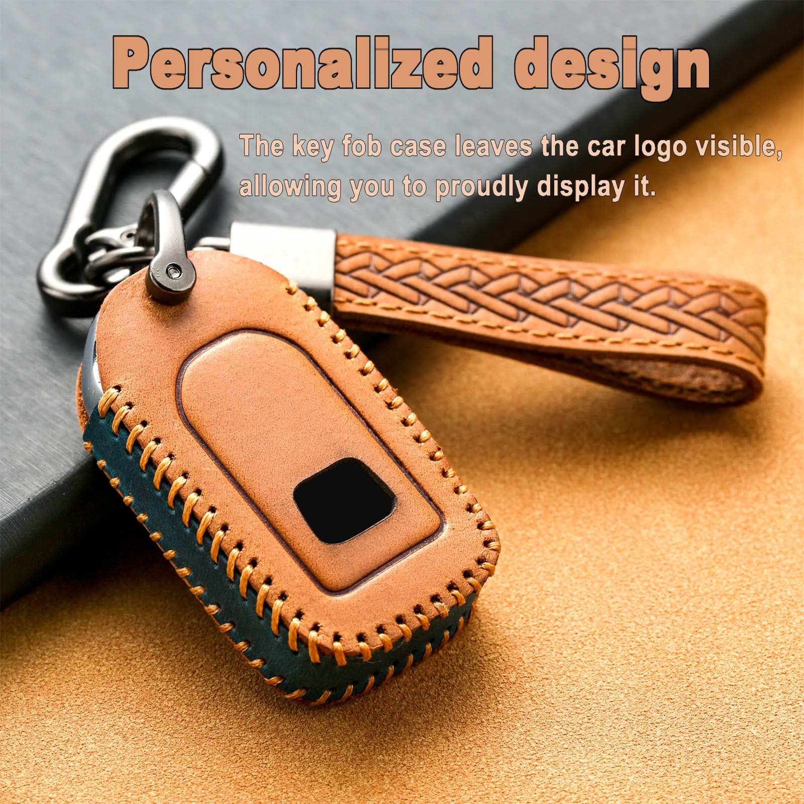 Genuine Leather Key Fob Cover for Honda Accord Civic CRV HRV Passport Pilot Odyssey Ridgeline Insight - Premium Key Case with Keychain (Brown) | Car Accessories for Protection & Style
