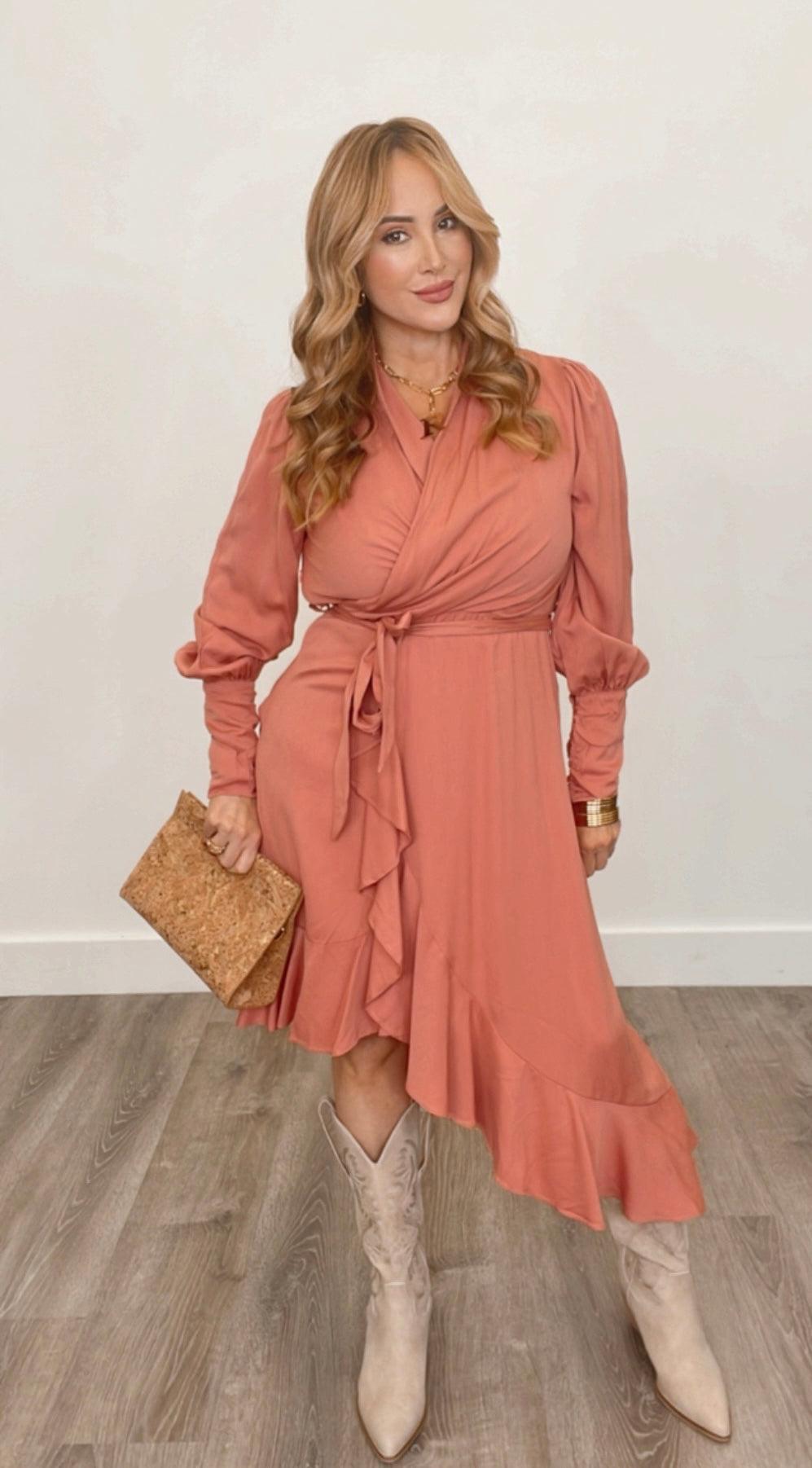 Bronwyn Dress in Mauve - Elegant Flowy Midi Dress for Women | Perfect for Weddings, Parties & Date Nights