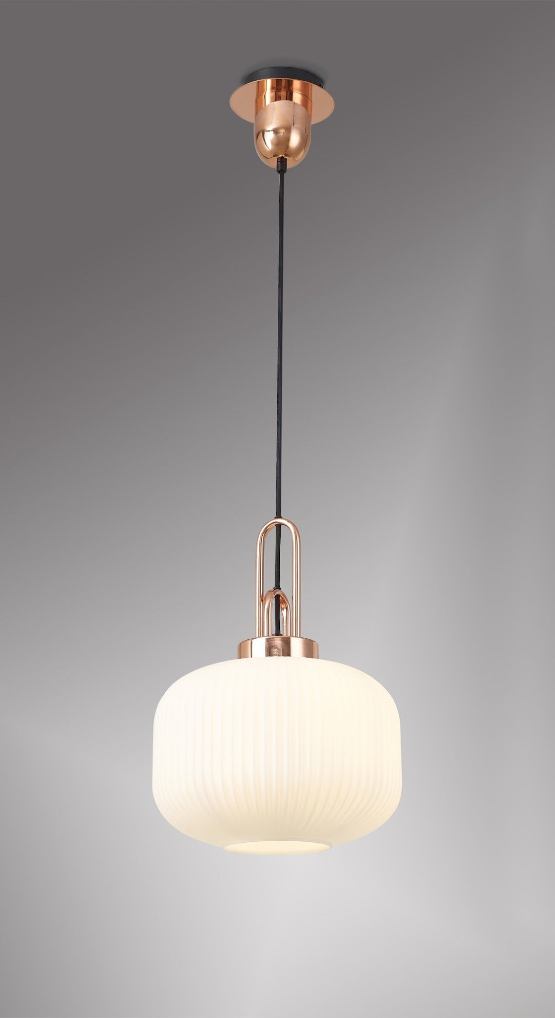 Stylish Cadiz 1-Light Pendant Light with 30cm Pumpkin-Shaped Ribbed Glass Shade - E27 Socket, IP20 Rated, Multiple Color Options - Perfect for Kitchen Island, Dining Room, or Entryway Lighting