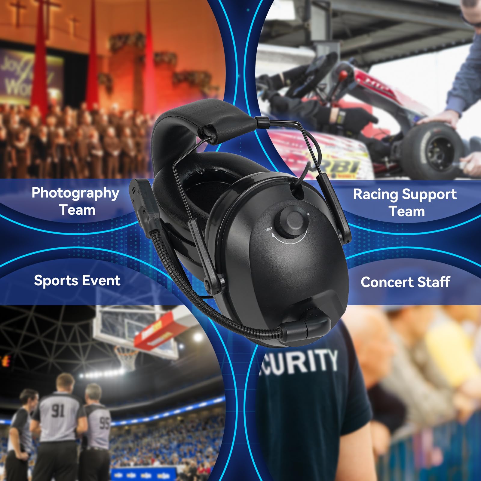 Retevis EHK012 Foldable Two-Way Radio Headset with Microphone - Noise Cancelling, Adjustable Volume - Compatible with RT22 RT68 RT21 H-777 & Baofeng UV-5R F8HP 5RM Walkie Talkies (1 Pack) - Ideal for Construction, Security, Outdoor Adventures & Event Coordination