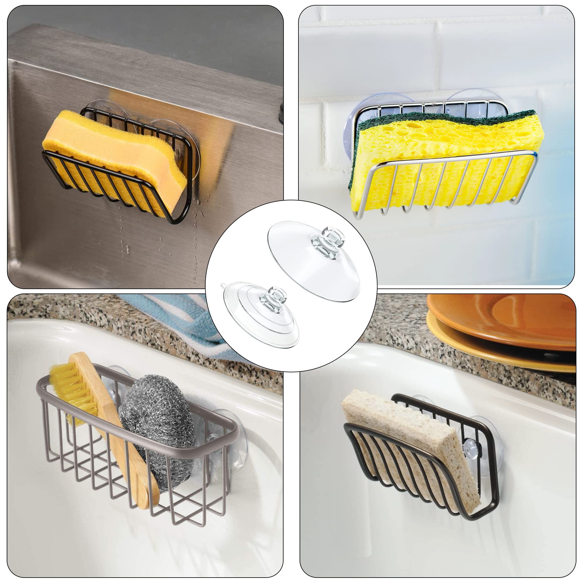 Sturdy Sponge Holder Suction Cups - Durable Replacement Suction Cups for Kitchen Sink Caddy & Organizer | Perfect for Dishwashing, Bathroom Cleaning & Household Organization