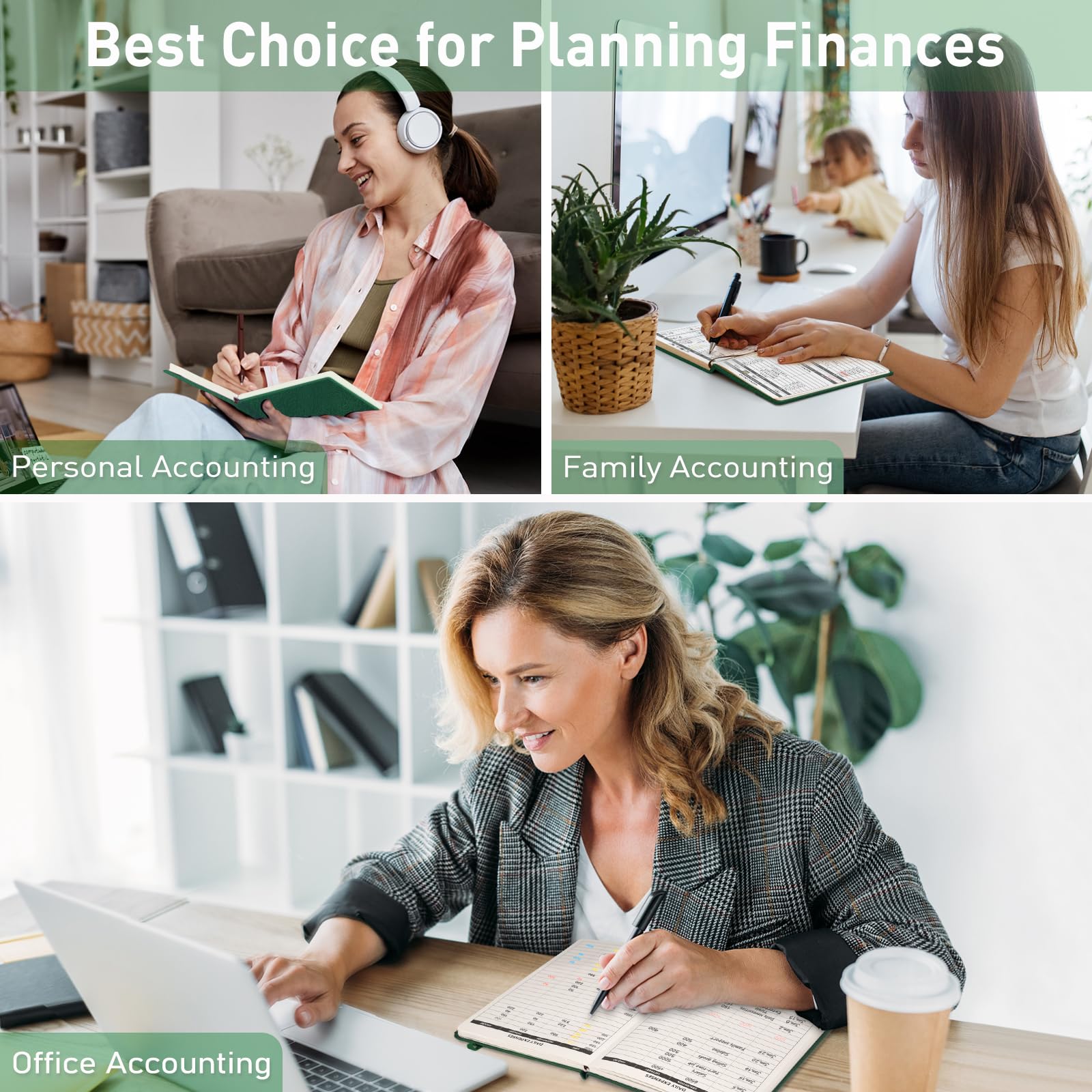 WEMATE Budget Planner 2025 - Undated Monthly Financial Organizer with Expense Tracker | 12-Month Money Management Notebook | A5 Bill Planner & Account Book (Dark Green) | Perfect for Personal Finance, Debt Payoff & Savings Goals