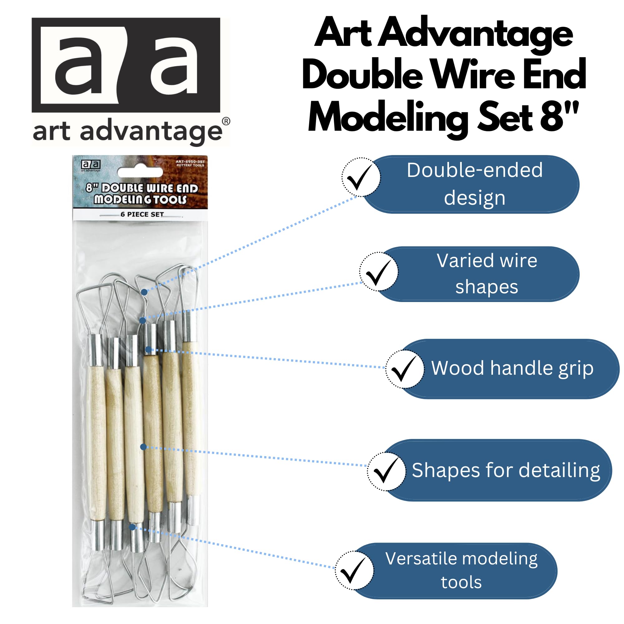 Art Advantage Double Wire End Modeling Tool Set 8