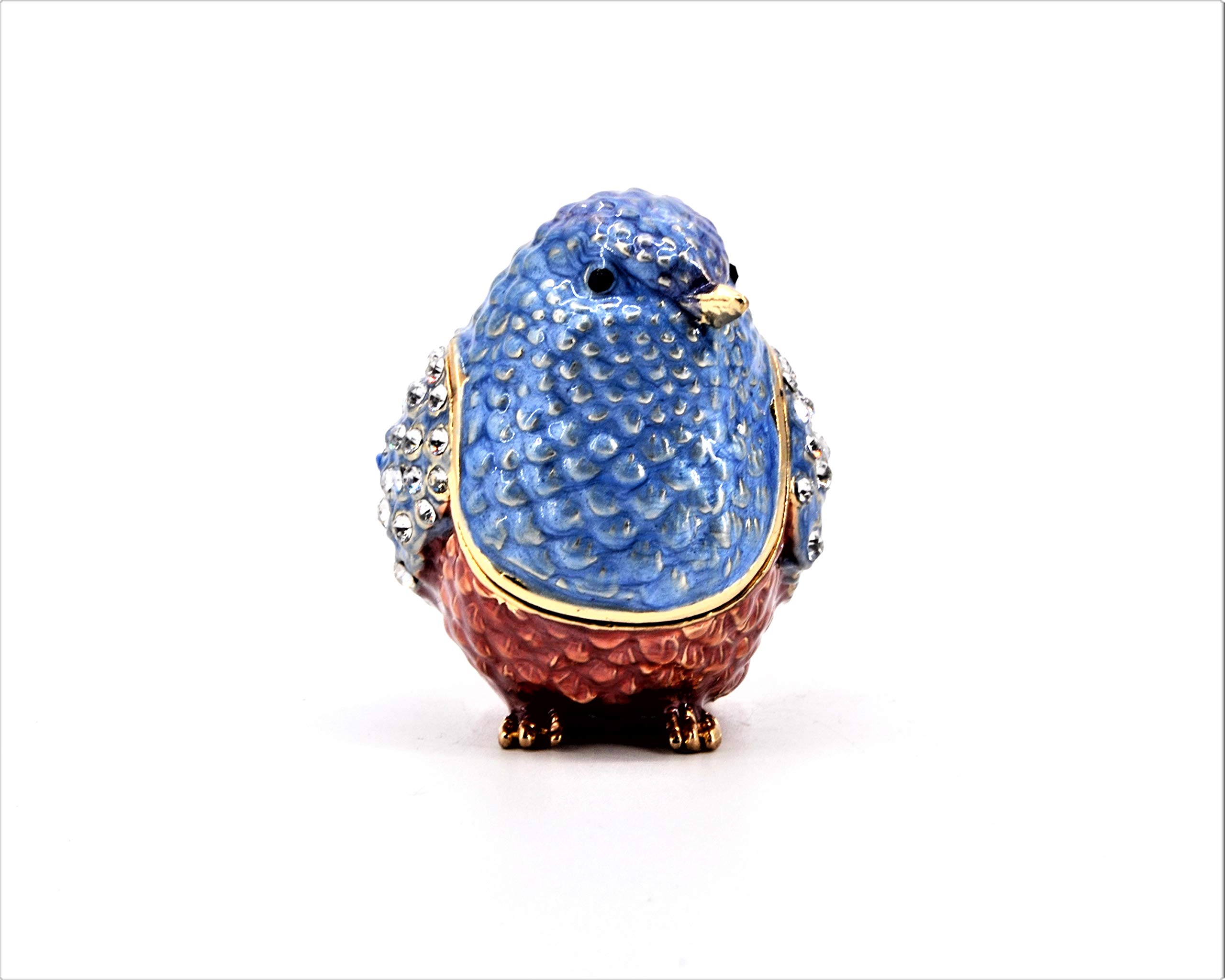 Blue Sparrow Trinket Box with Austrian Crystals - Jewelry Storage Gift