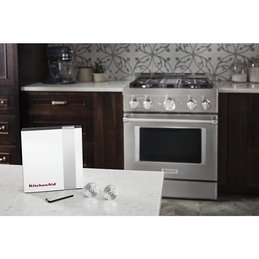KitchenAid Commercial Style Range Handle Medallion Kit - Amana W11368841SI Replacement Part - Perfect for Kitchen Remodeling & Appliance Repair