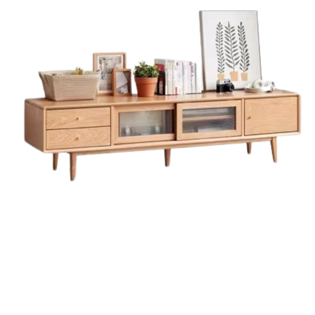 86.6x15.7x18.1 inch/ 220x40x46сm/ Natural Wood color/ sliding door TV cabinet