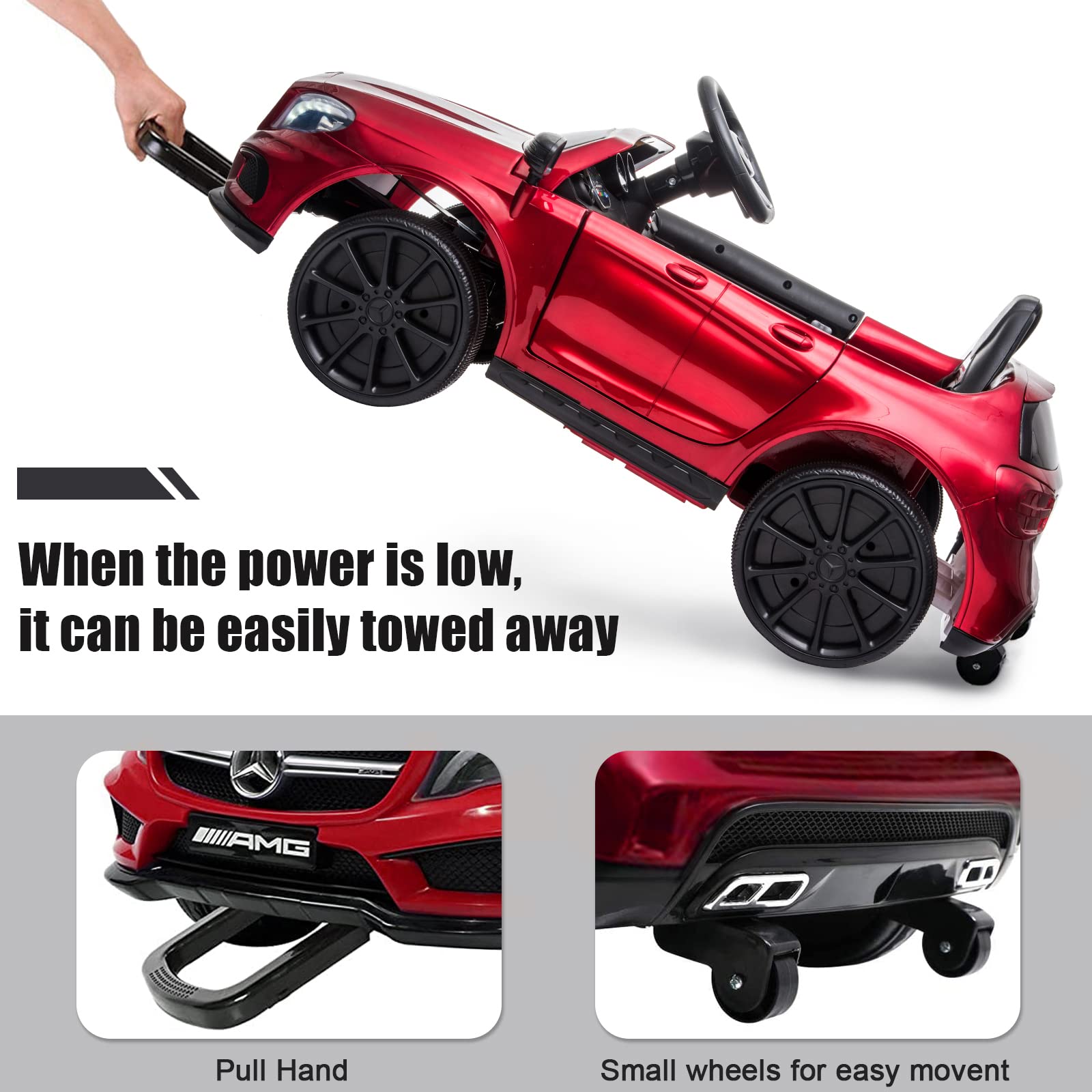 12V Kids Ride On Car with 2.4G Remote Control - Battery Powered Electric Toy Vehicle for Toddlers with Double Doors, 5-Point Safety Belt & LED Lights (Red) - Perfect for Indoor & Outdoor Play, Birthday Gifts and Family Fun Activities