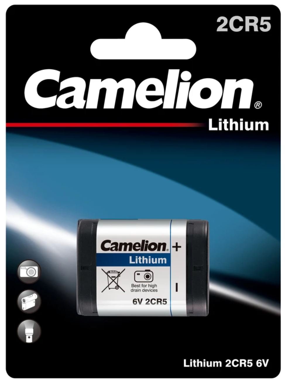 Camelion 2CR5 BP1 Photo Lithium Battery - High Performance Camera Battery for Canon EOS 1V, EOS 1N, EOS 3 & Other Compatible Cameras - Perfect for Professional Photography & Outdoor Shooting